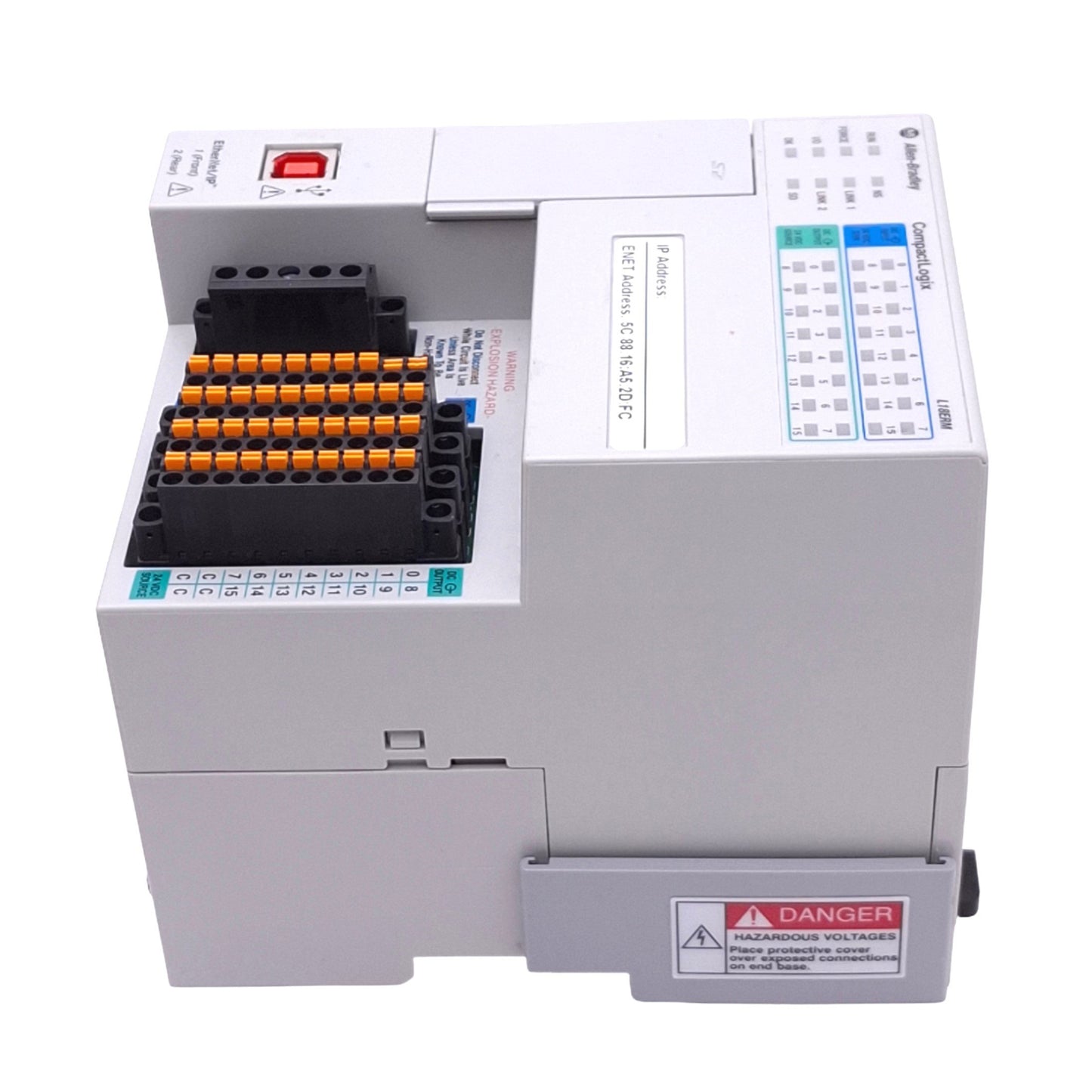 Used Allen Bradley 1769-L18ERM-BB1B B CompactLogix Controller, 16DI 16DO, 24VDC