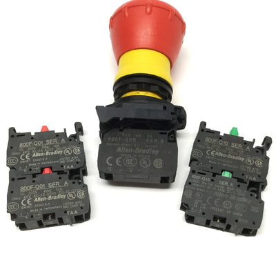 Used Allen Bradley 800FP-LMT44 Illuminated E-Stop LED Pushbutton 2NO-2NC, 120VAC Lamp