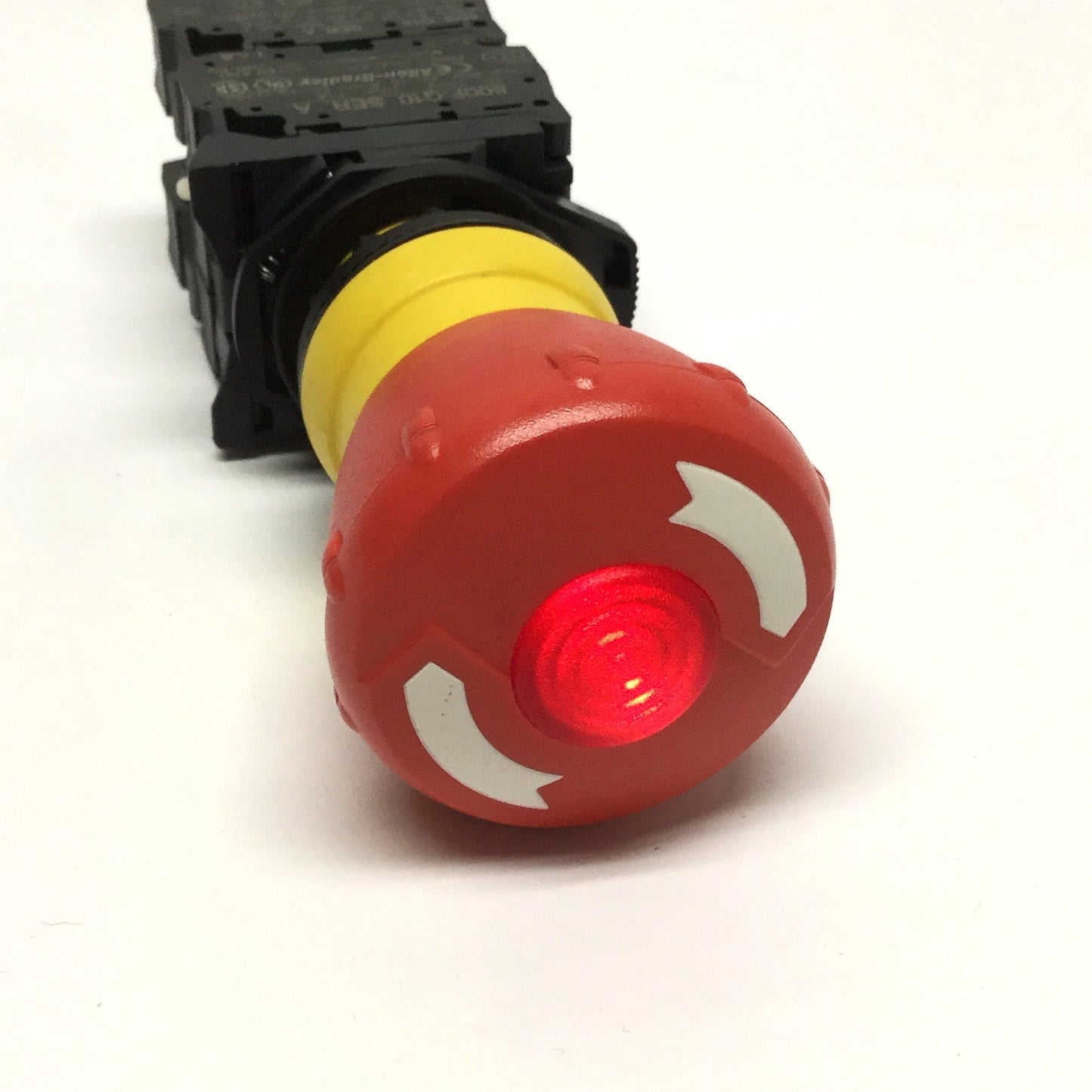 Used Allen Bradley 800FP-LMT44 Illuminated E-Stop LED Pushbutton 2NO-2NC, 120VAC Lamp