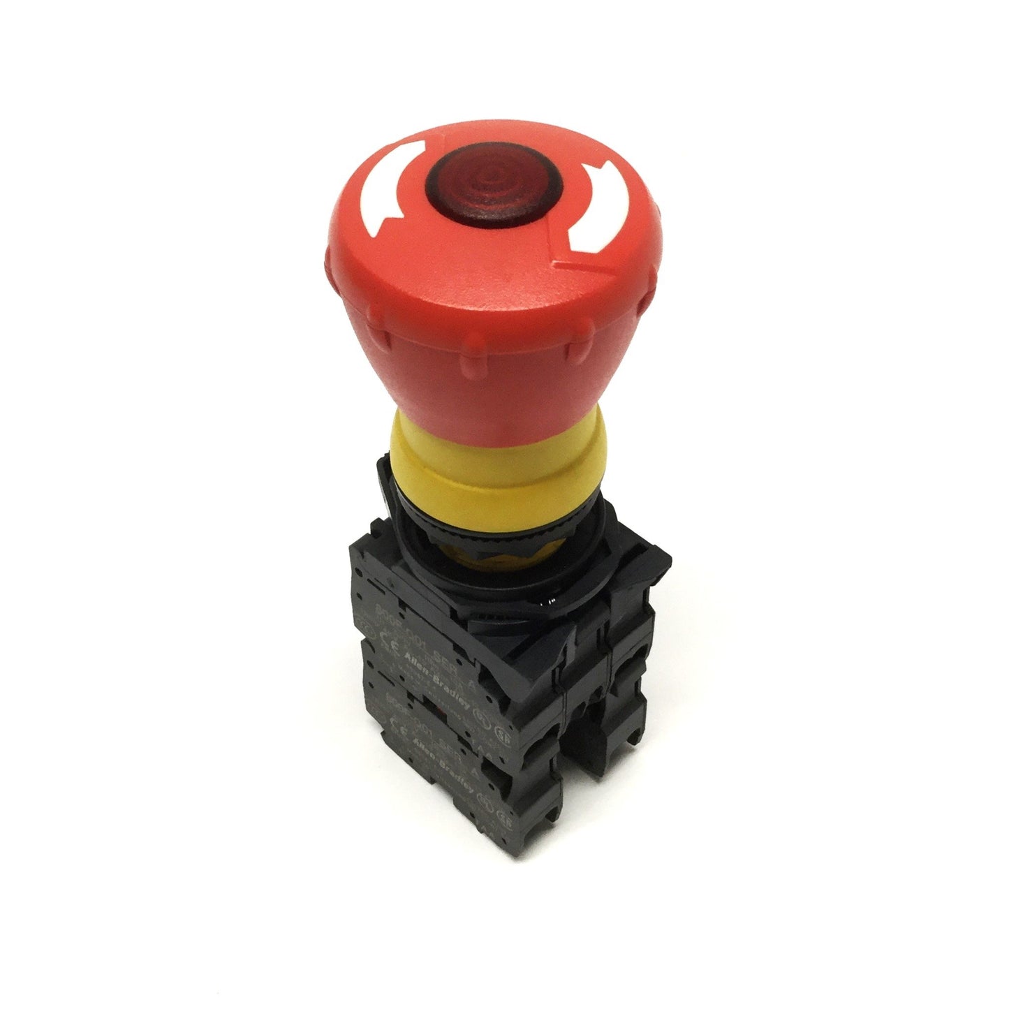 Used Allen Bradley 800FP-LMT44 Illuminated E-Stop LED Pushbutton 2NO-2NC, 120VAC Lamp