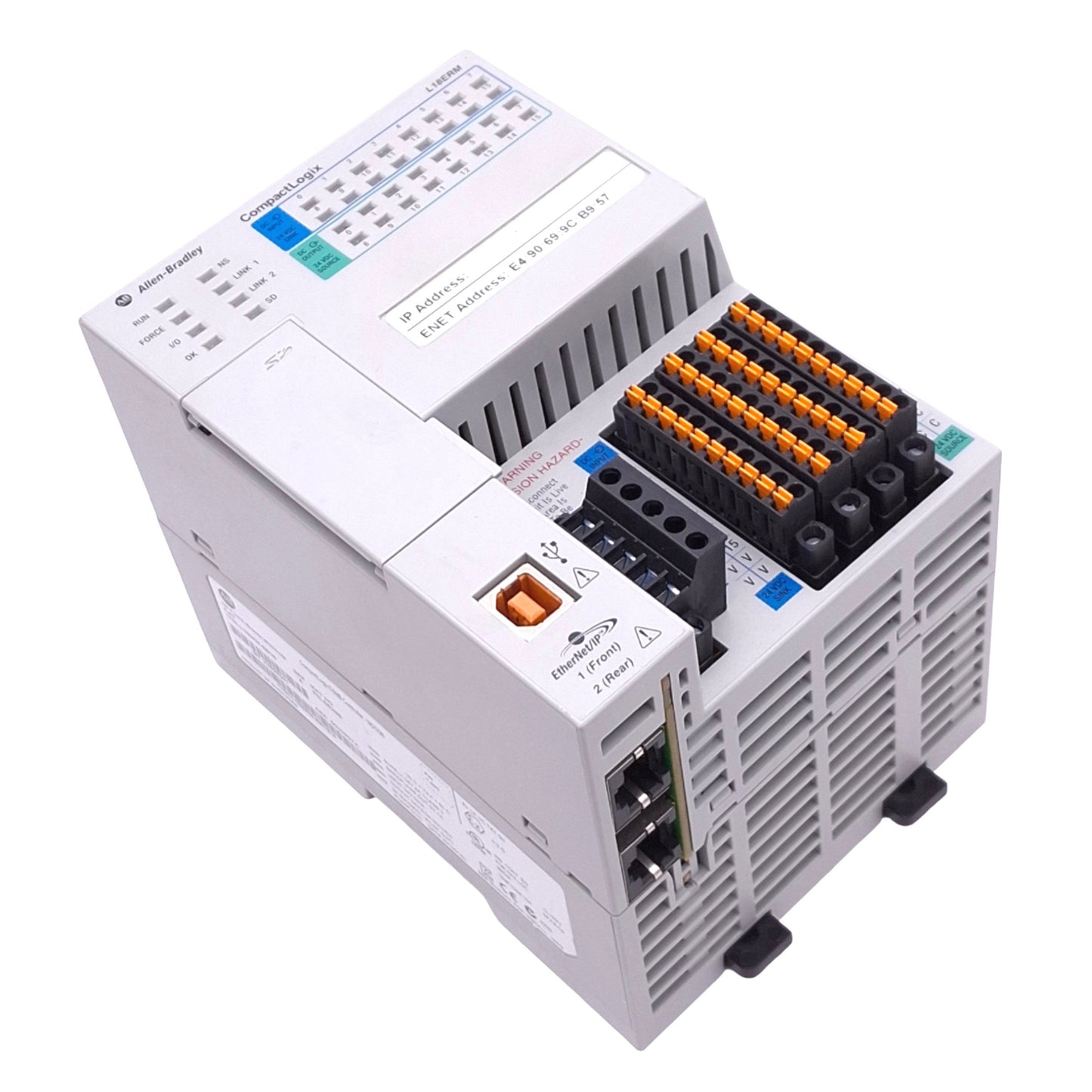 Used Allen Bradley 1769-L18ERM-BB1B A CompactLogix Controller, 16DI 16DO, 24VDC