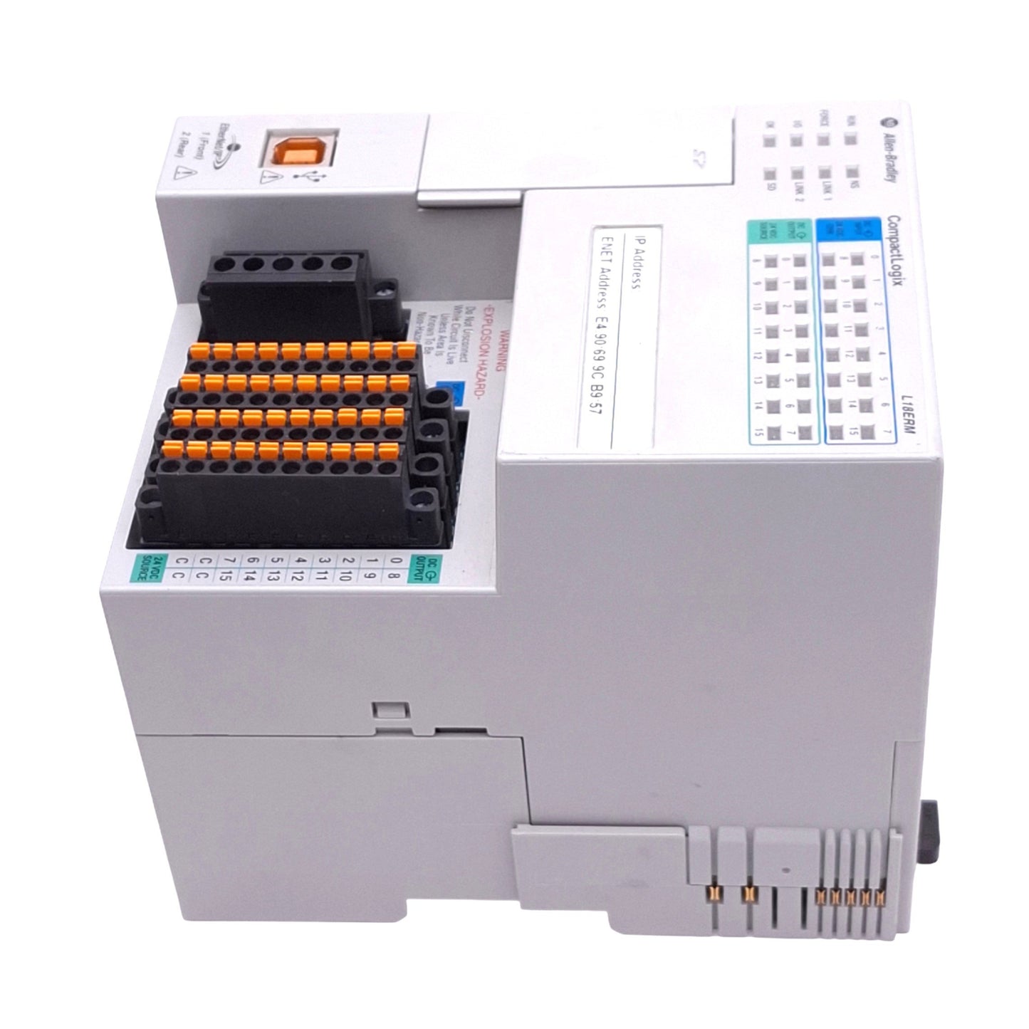 Used Allen Bradley 1769-L18ERM-BB1B A CompactLogix Controller, 16DI 16DO, 24VDC