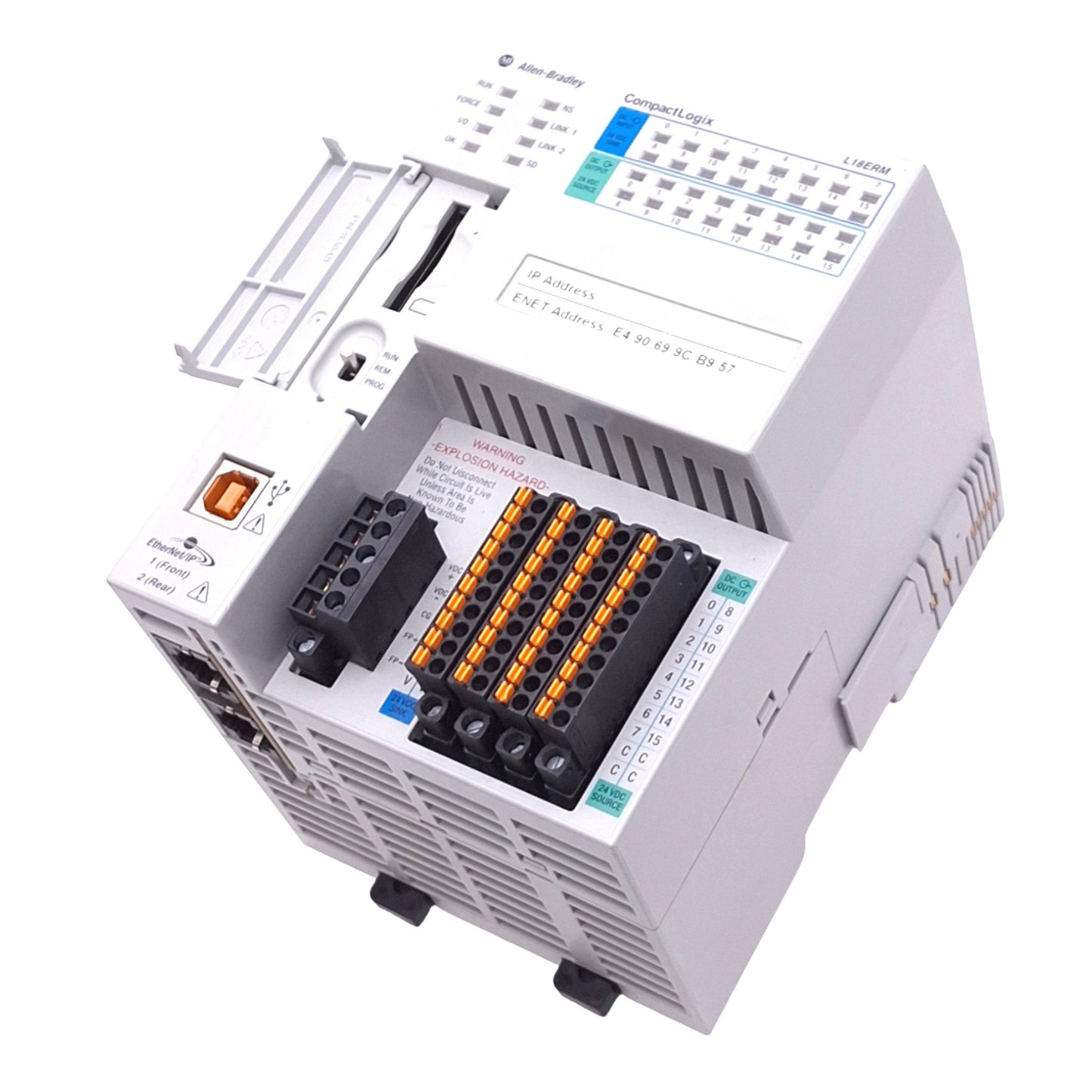 Used Allen Bradley 1769-L18ERM-BB1B A CompactLogix Controller, 16DI 16DO, 24VDC