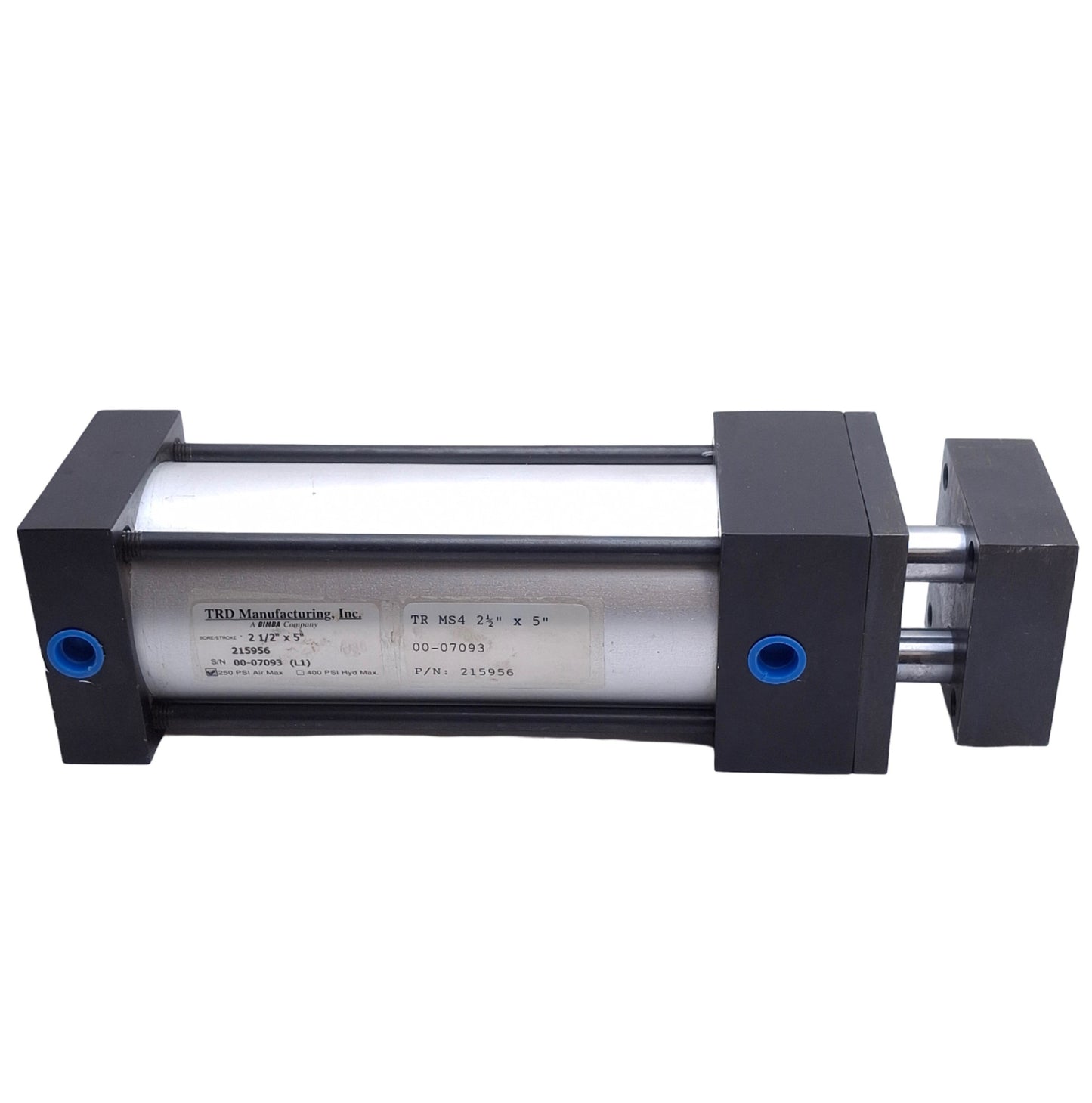 Used Bimba TRD TR-MS4-21/2"x5" Triple Rod Cylinder, 2-1/2in Bore, 5in Stroke, 250psi