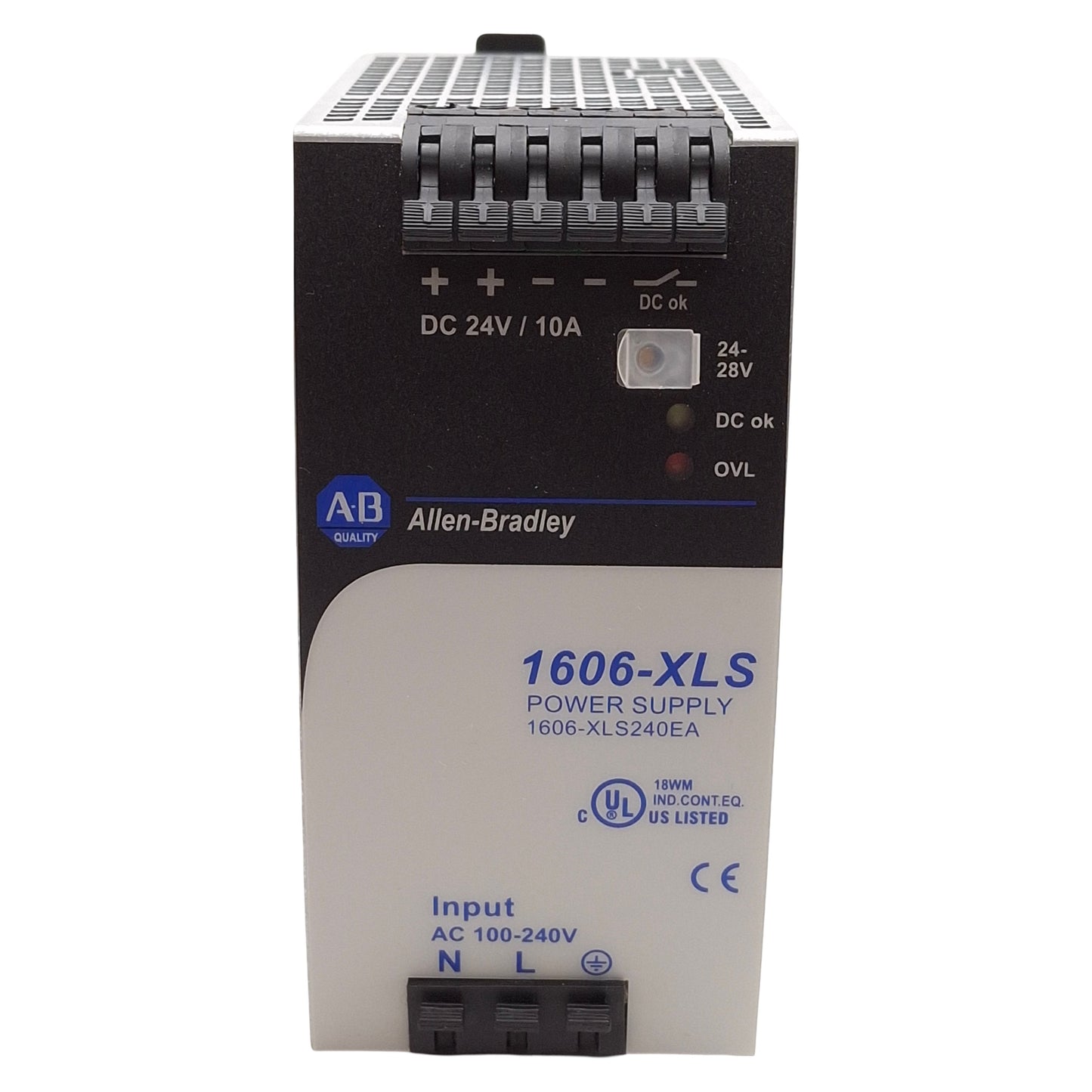 Used Allen Bradley 1606-XLS240EA PLC Power Supply, 240W, 24VDC 10A Output, DIN Rail