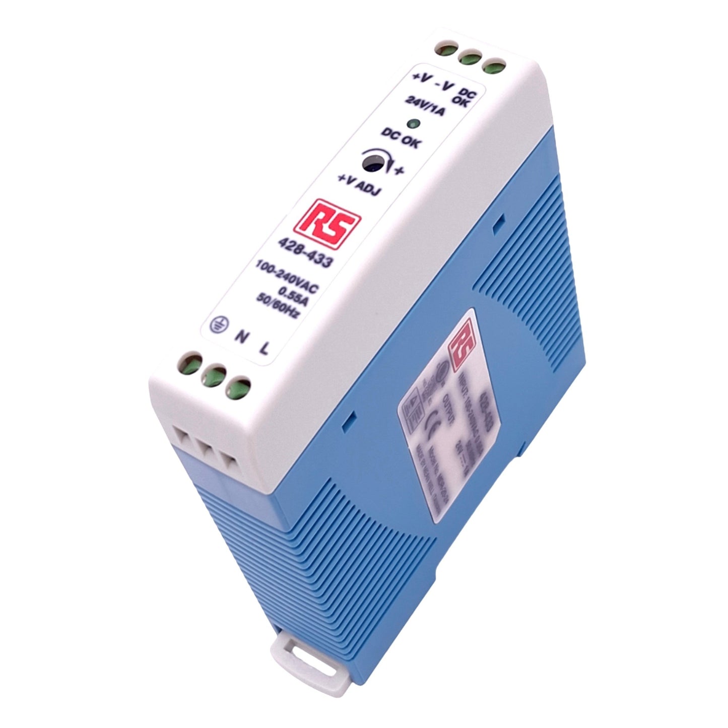 New Meanwell MDR-20-24 Power Supply, 100-240VAC In, 24VDC 1A Out, 24W Max