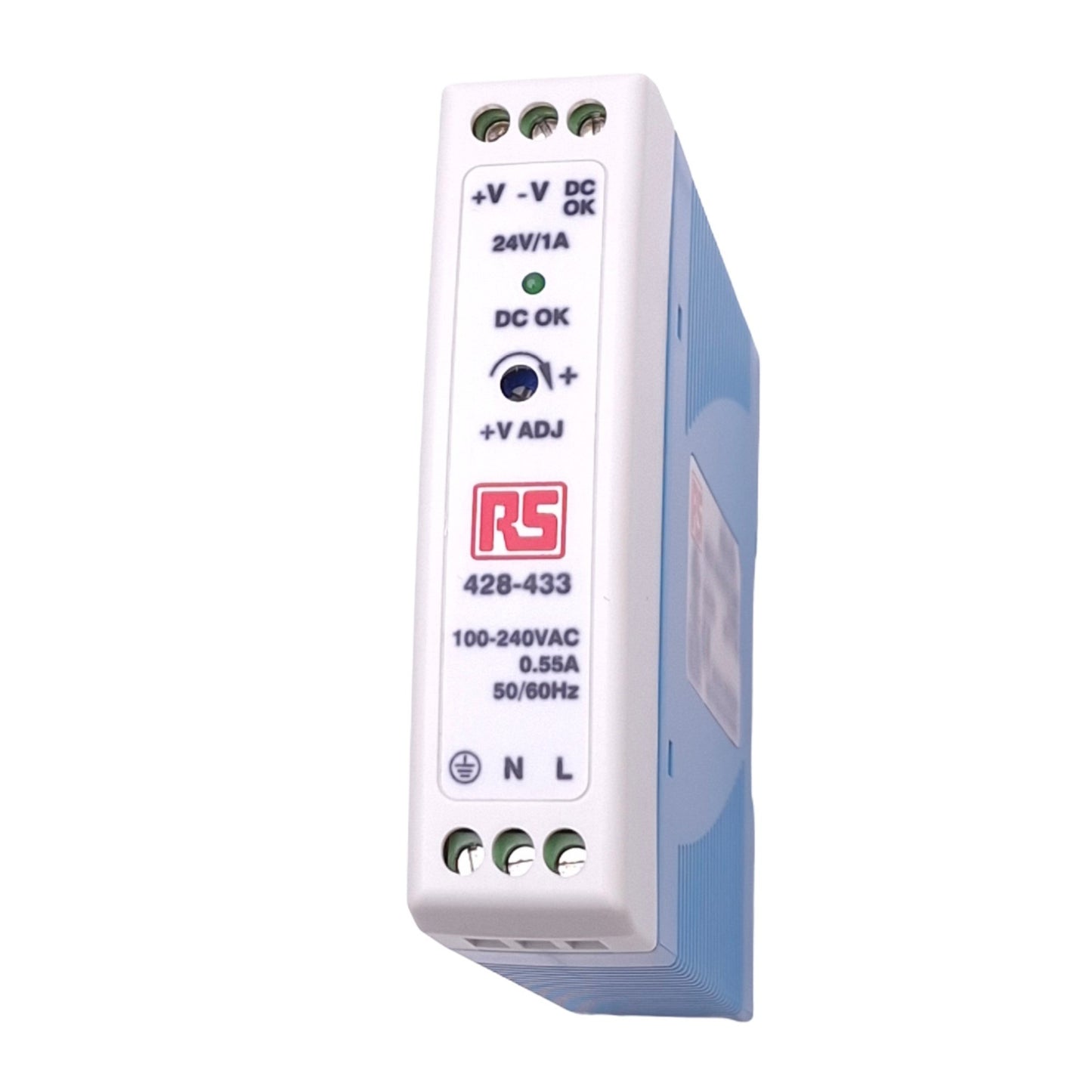 New Meanwell MDR-20-24 Power Supply, 100-240VAC In, 24VDC 1A Out, 24W Max