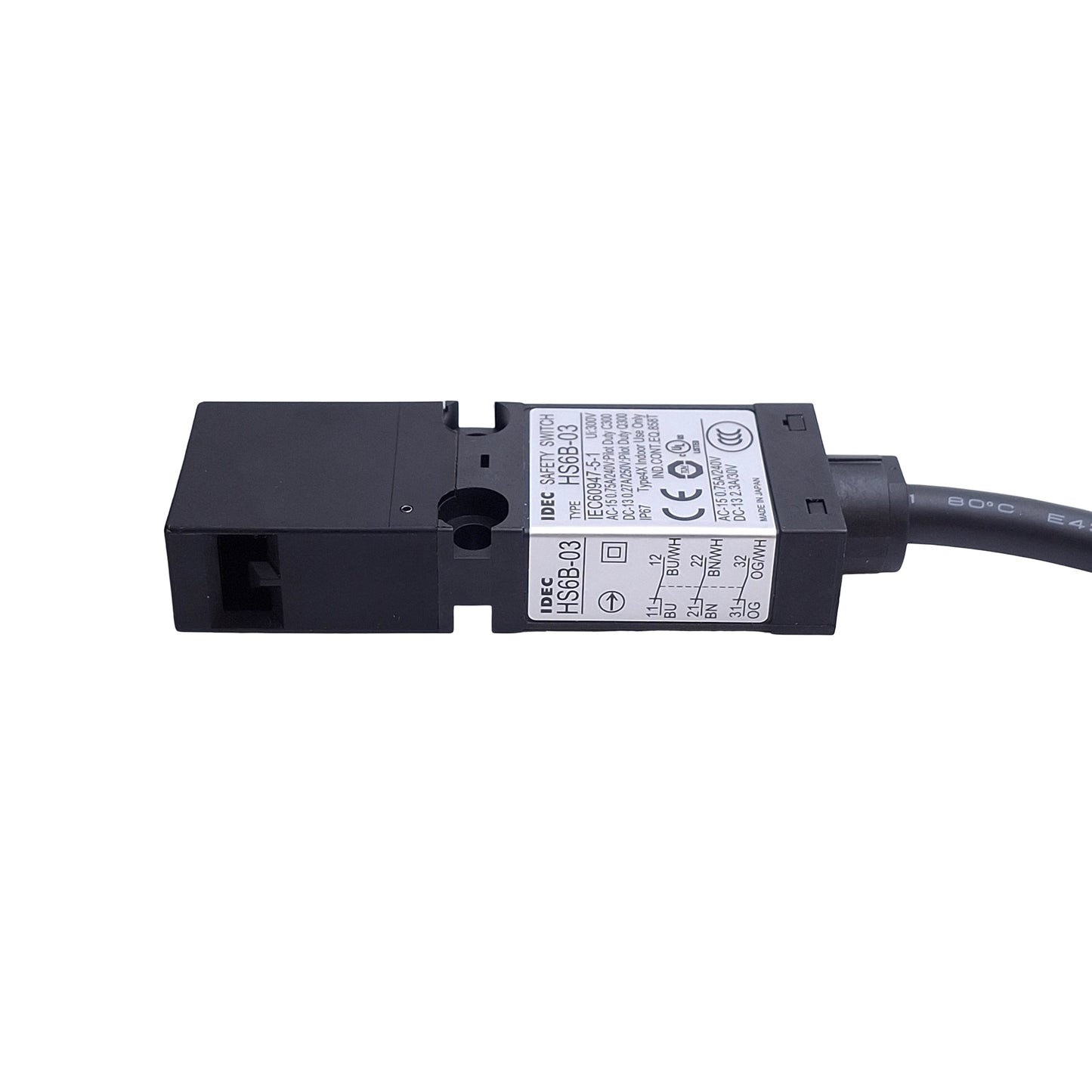 New – Open box IDEC HS6B-03 Safety Interlock Switch, 3NC, 240VAC 0.75A/250VDC 0.27A, 3m