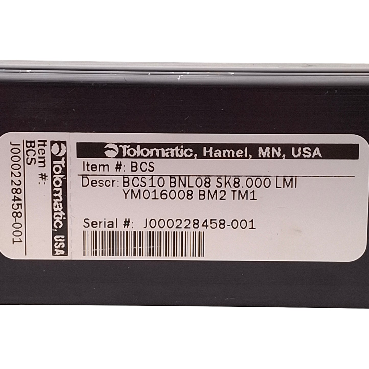 Used Tolomatic BCS10 BNL08 SK8.000 LMI Linear Actuator, 1/8in Lead, 8in Stroke