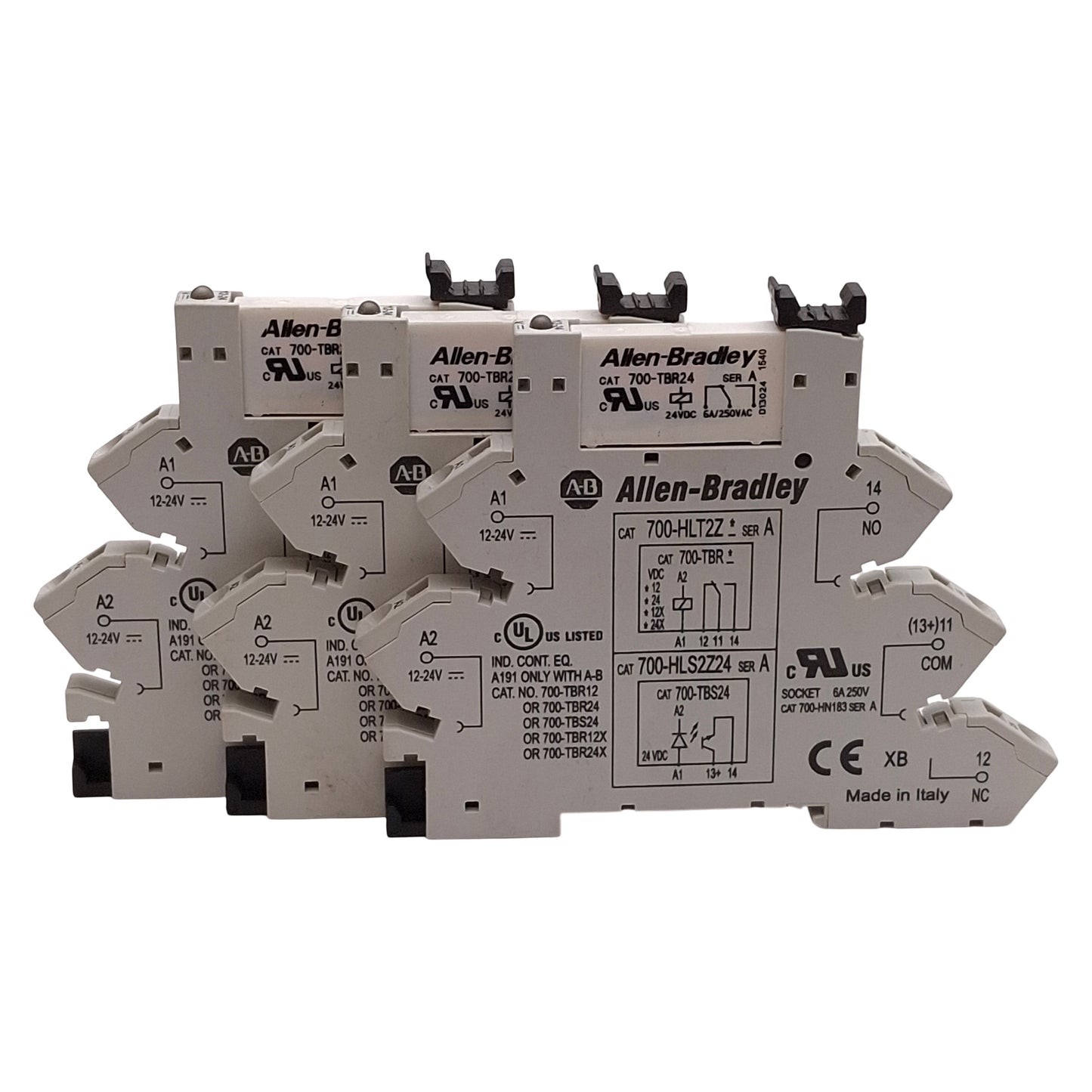 Used Lot of 3 Allen Bradley 700-HLT2Z24 Terminal Block Relay, SPDT, 6mm, 24VDC Coil