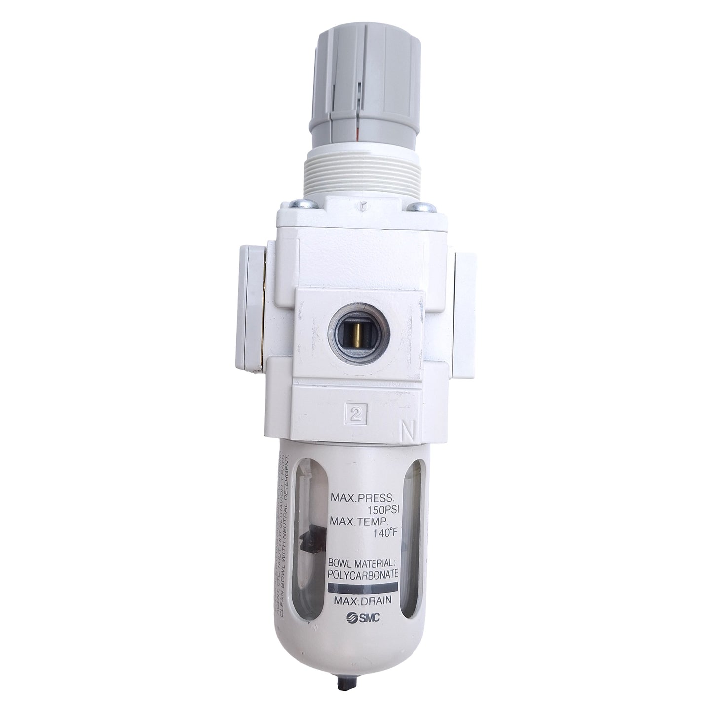 Used SMC AW20K-N02E-CZ-B Filter Regulator 1/4 NPT Port, 7-125psi, 1.5MPa Proof
