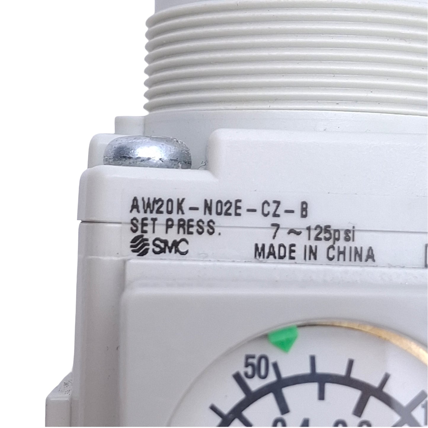 Used SMC AW20K-N02E-CZ-B Filter Regulator 1/4 NPT Port, 7-125psi, 1.5MPa Proof