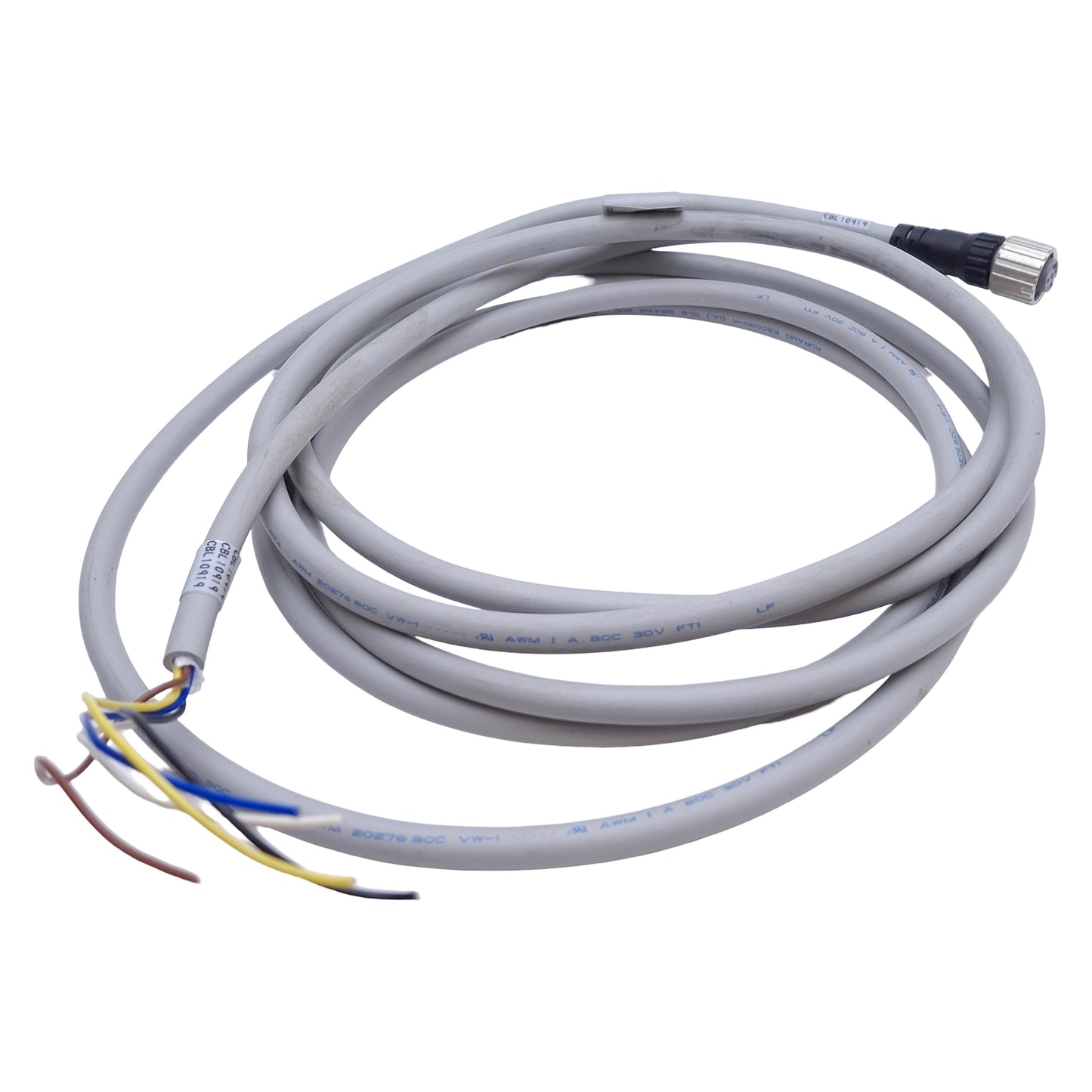 Used Omron F39-JG3A-L Cordset, M12 5-Pin Straight Female to Flying Leads, 24VDC, 3m