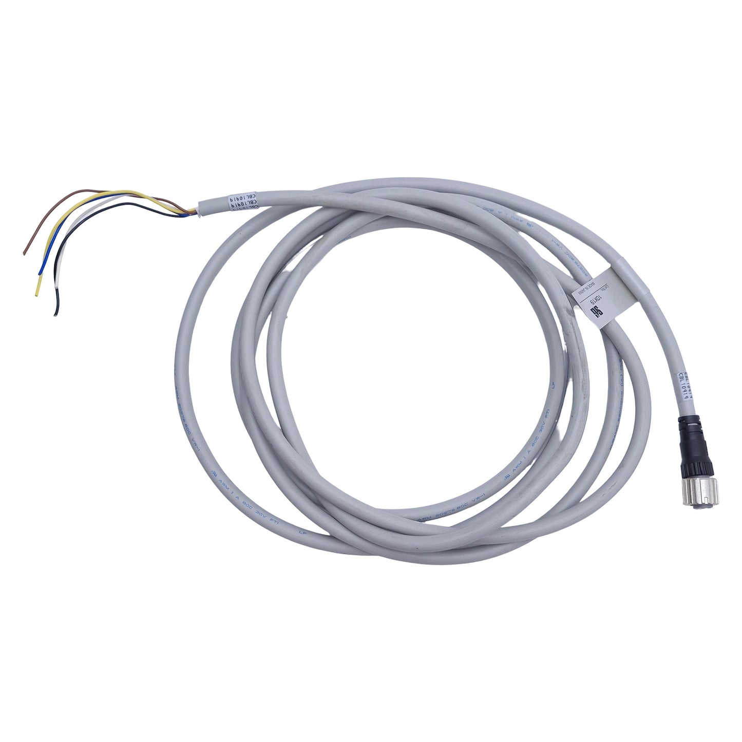 Used Omron F39-JG3A-L Cordset, M12 5-Pin Straight Female to Flying Leads, 24VDC, 3m