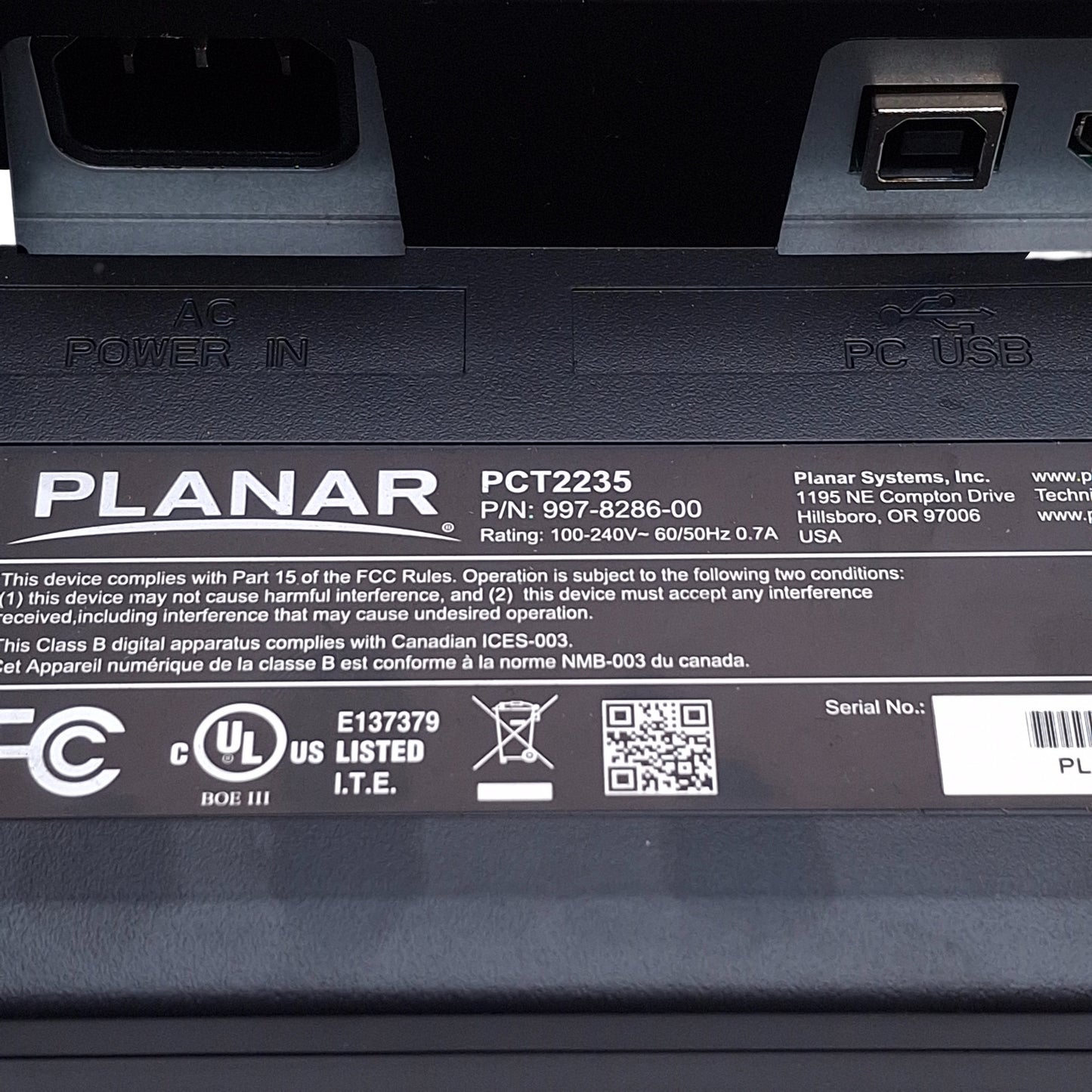 Used Planar PCT2235 Helium LED 22" Multi-Touch Screen Monitor w/Speakers 1920x1080