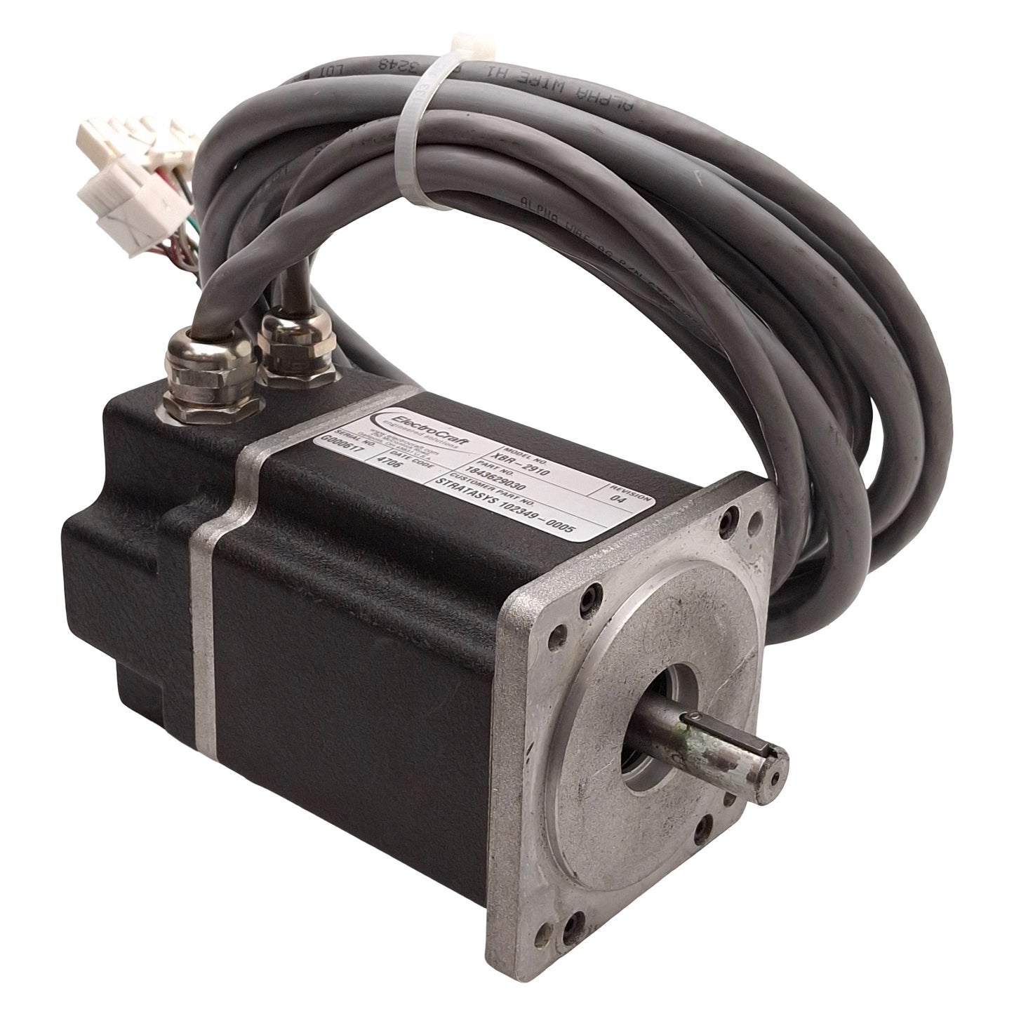 Used ElectroCraft XBR-2910 Servo Motor, 0.31kW, 230VAC, 6000rpm, NEMA 42, 2.5m Leads