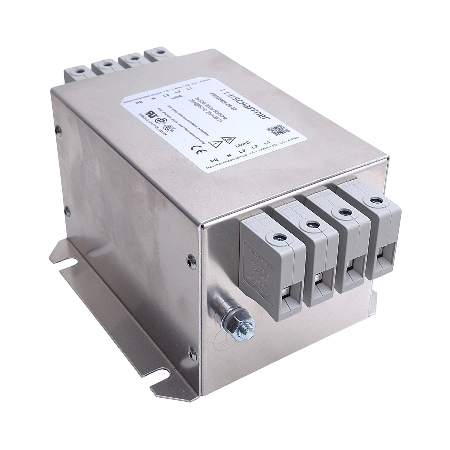 Used Schaffner FN3256H-25-33 Power Line Filter 3x520/300V 50/60Hz Max, 25A