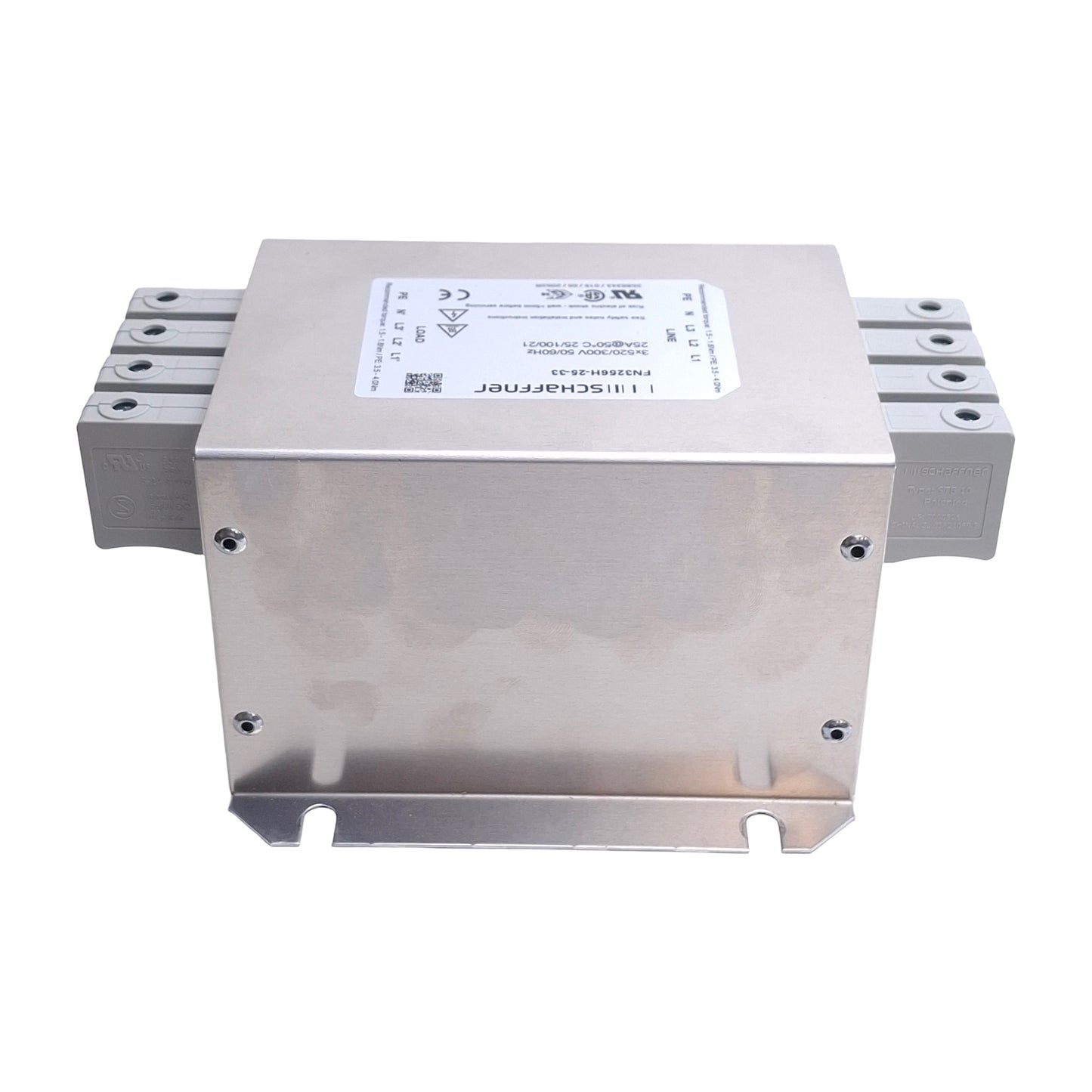 Used Schaffner FN3256H-25-33 Power Line Filter 3x520/300V 50/60Hz Max, 25A