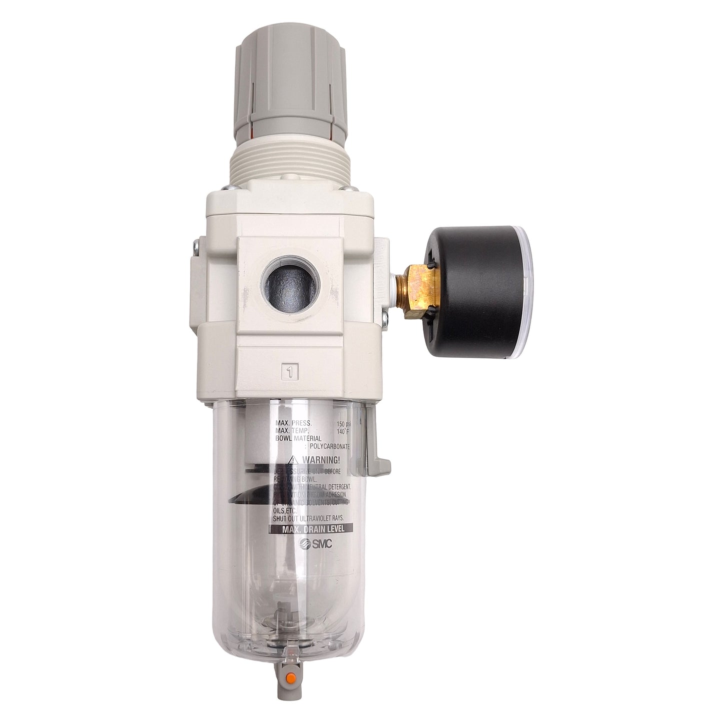Used SMC AW30-N03-Z-B Pneumatic Filter Regulator, 5µm, 7-125psi Set, 3/8in NPT Ports
