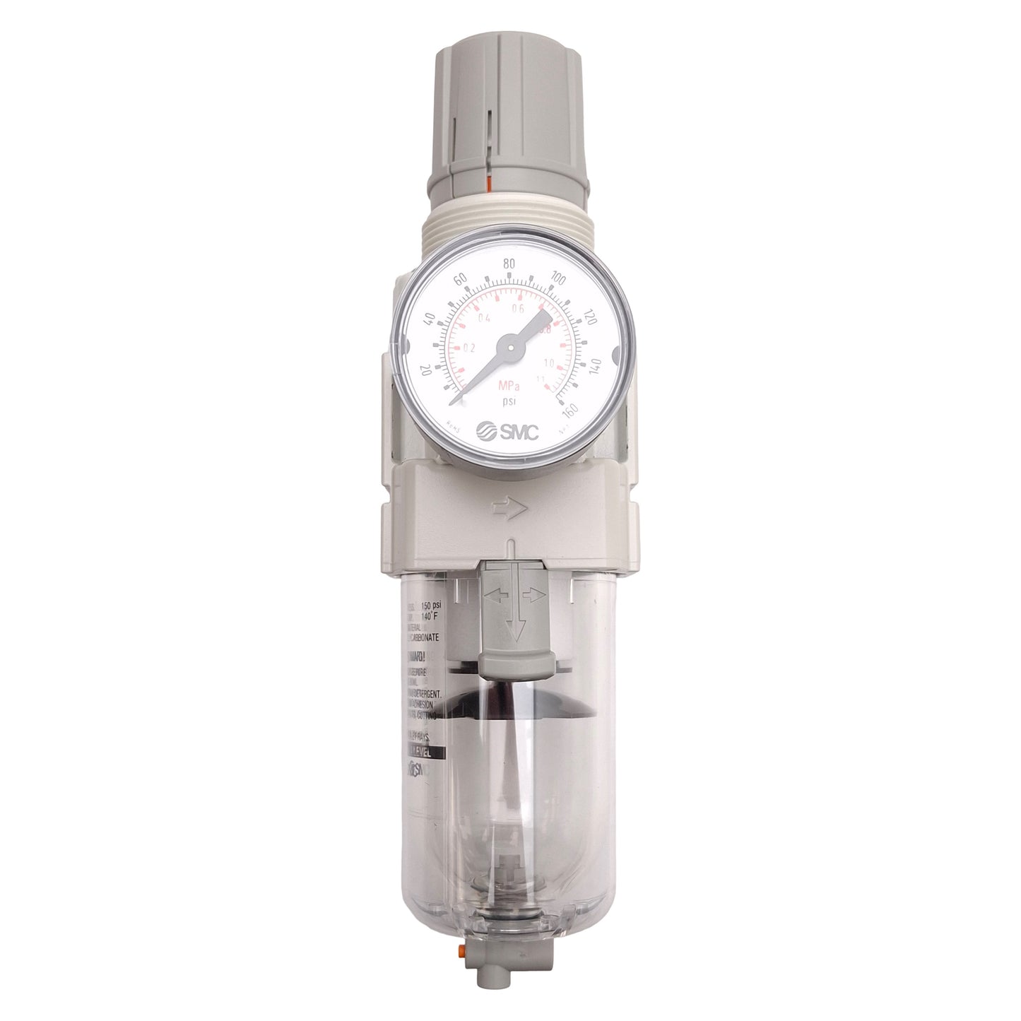 Used SMC AW30-N03-Z-B Pneumatic Filter Regulator, 5µm, 7-125psi Set, 3/8in NPT Ports