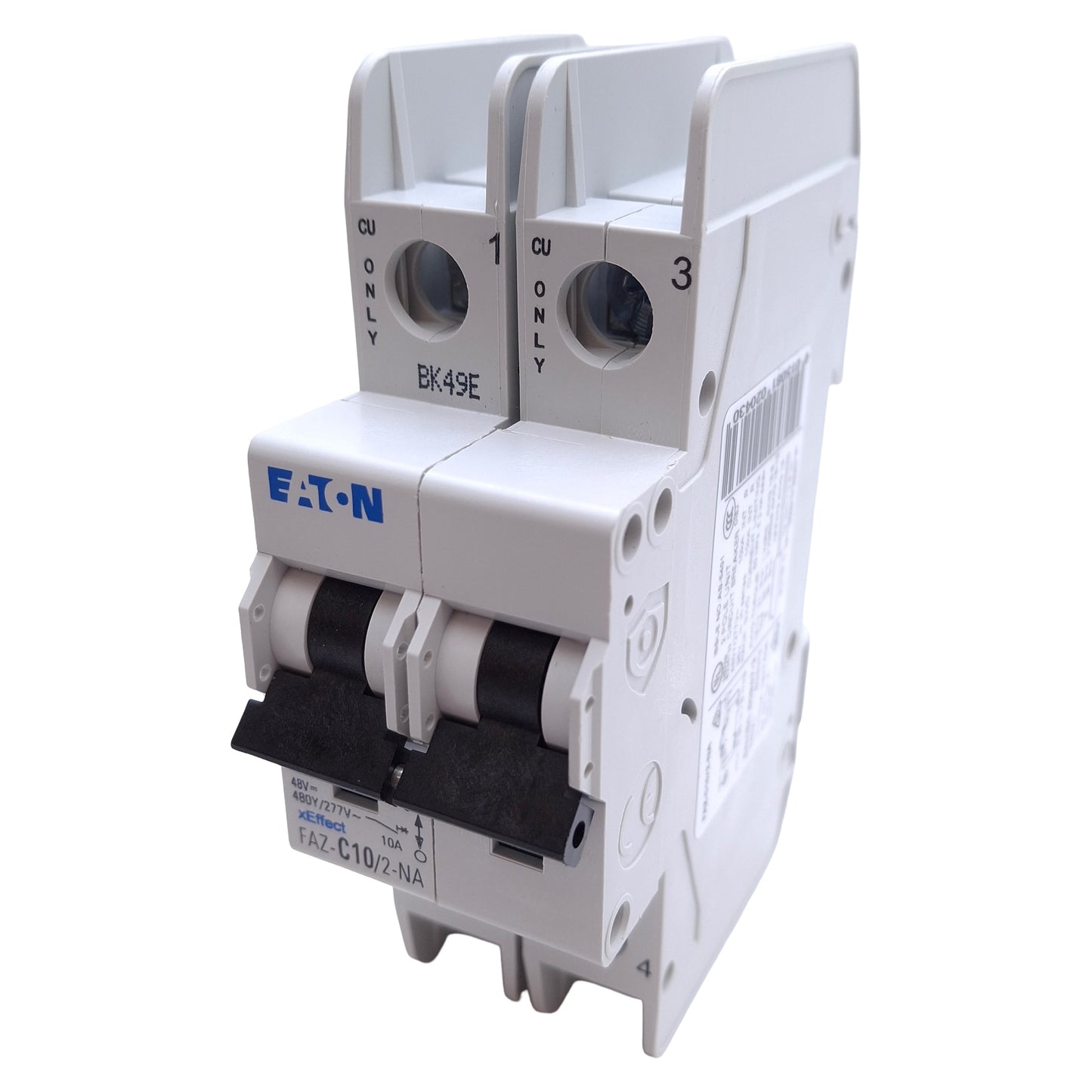 Used Eaton FAZ-C10/2-NA Thermal Magnetic Circuit Breaker 10A, 2-Pole, 277/480VAC