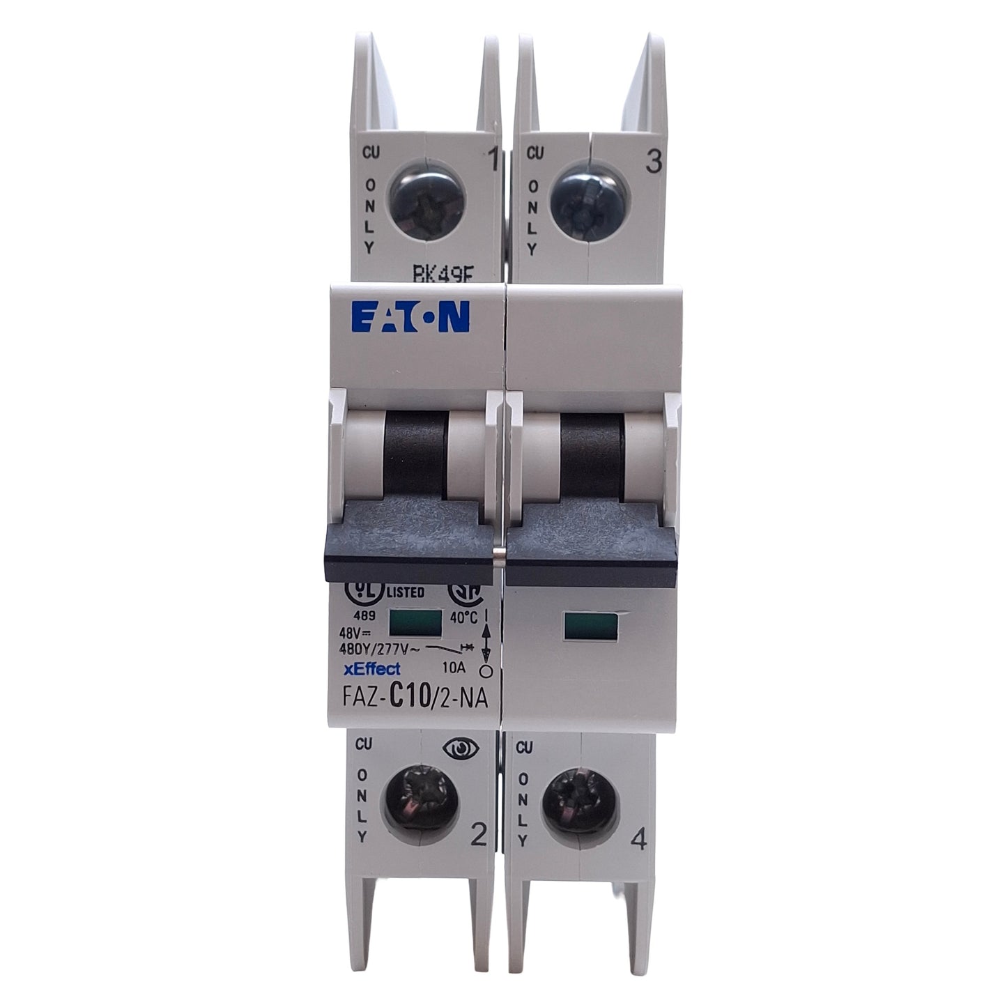 Used Eaton FAZ-C10/2-NA Thermal Magnetic Circuit Breaker 10A, 2-Pole, 277/480VAC
