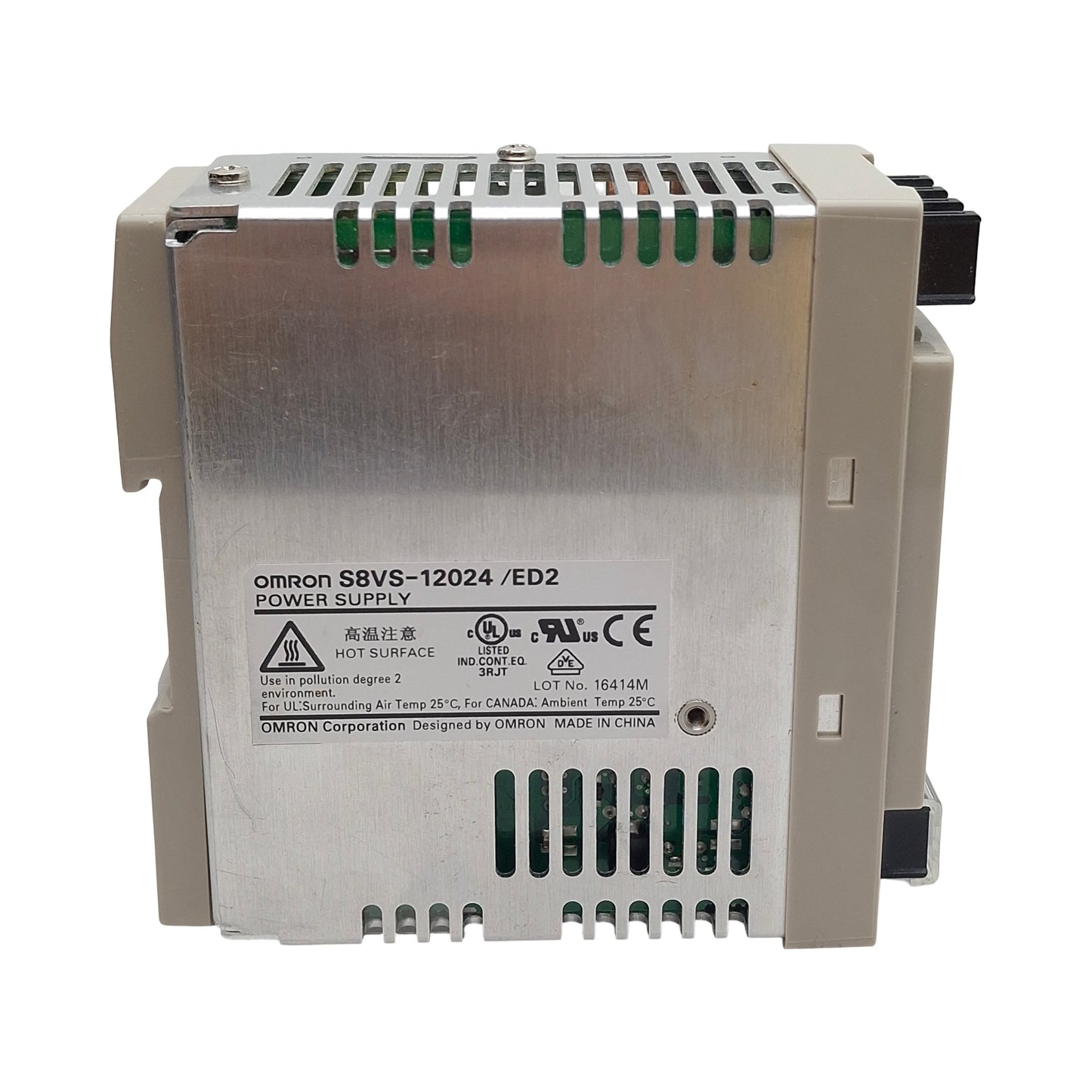 Used Omron S8VS-12024/ED2 Power Supply, 100-240VAC In, 5A 24VDC Out, DIN Rail