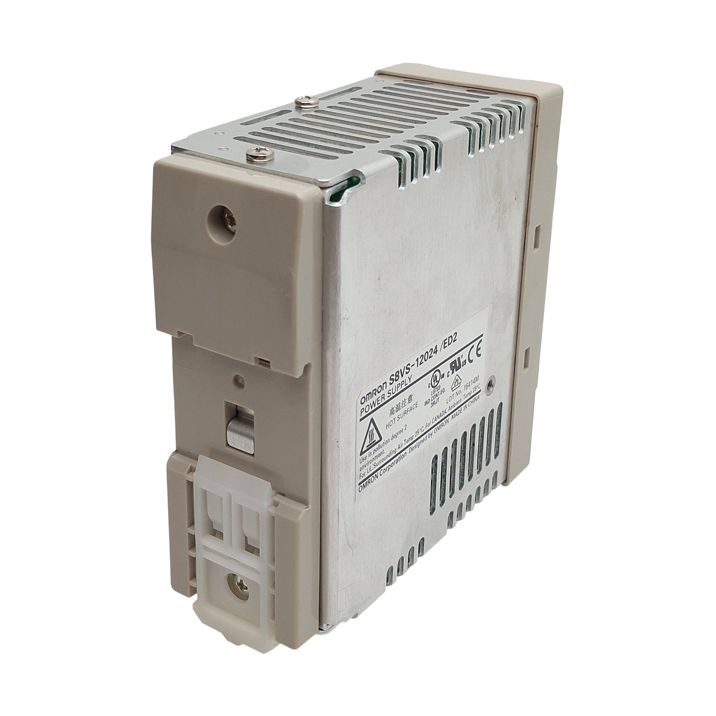 Used Omron S8VS-12024/ED2 Power Supply, 100-240VAC In, 5A 24VDC Out, DIN Rail