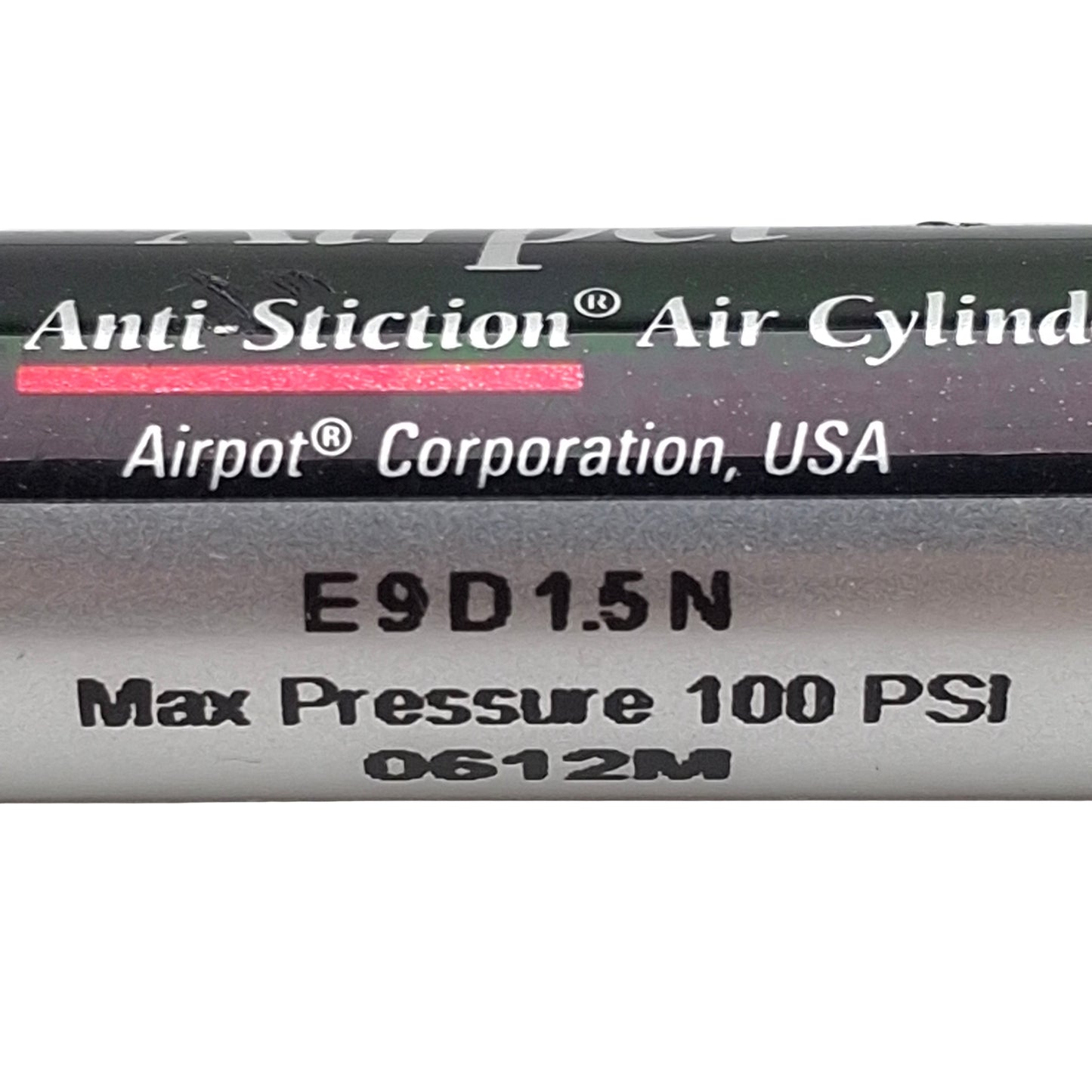 Used Airpot E9D1.5N Airpel Pneumatic Cylinder ø0.366in Bore, 1.5in Stroke, M5, 100psi