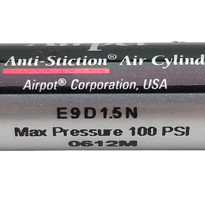 Used Airpot E9D1.5N Airpel Pneumatic Cylinder ø0.366in Bore, 1.5in Stroke, M5, 100psi