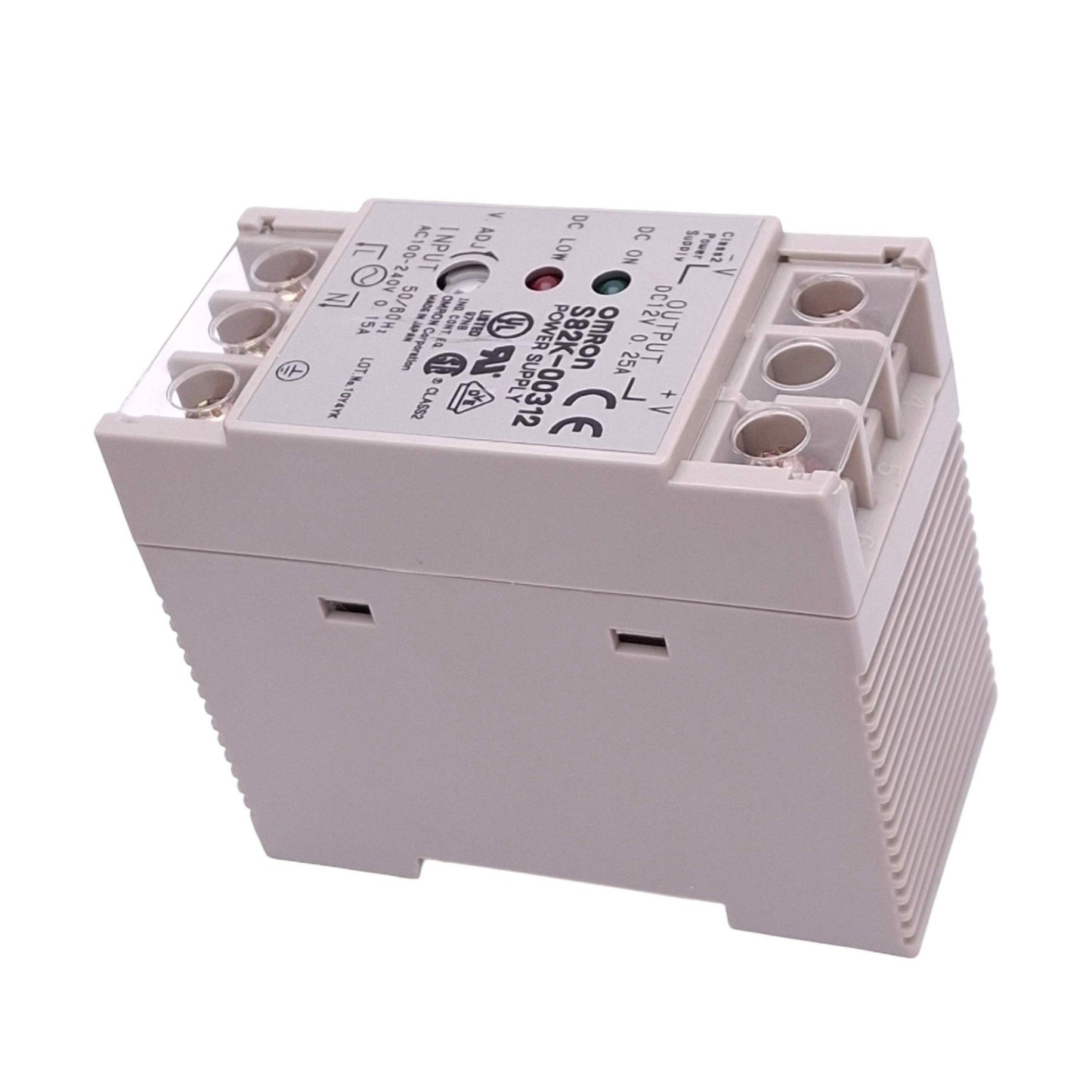 Used Omron S82K-00312 Power Supply, 100-240VAC In, 12VDC 0.25A Out, 3W Max