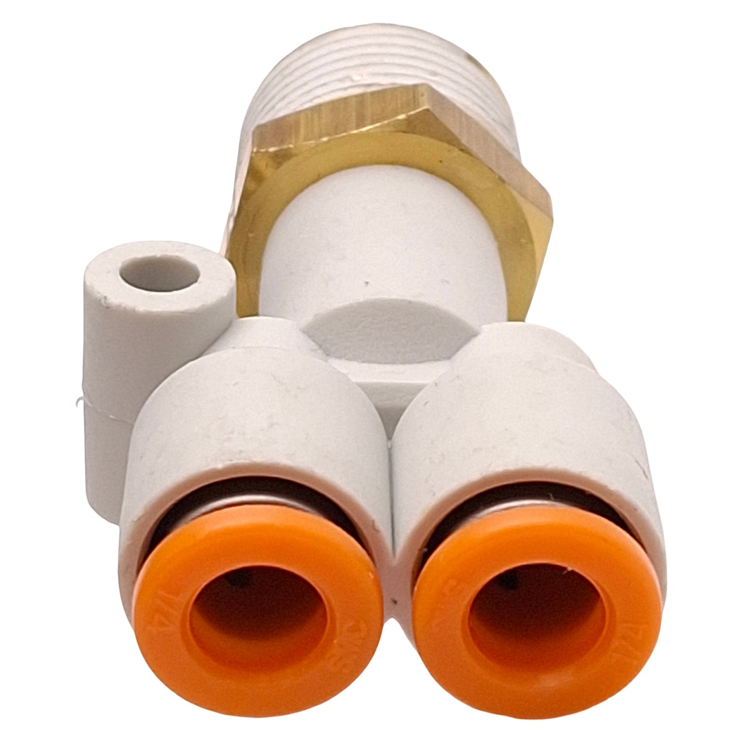 New – Open box Lot of 10 SMC KQ2U07-36S Branch Y Fitting, -0.1~1.0MPa, ø1/4in One-Touch, 3/8NPT