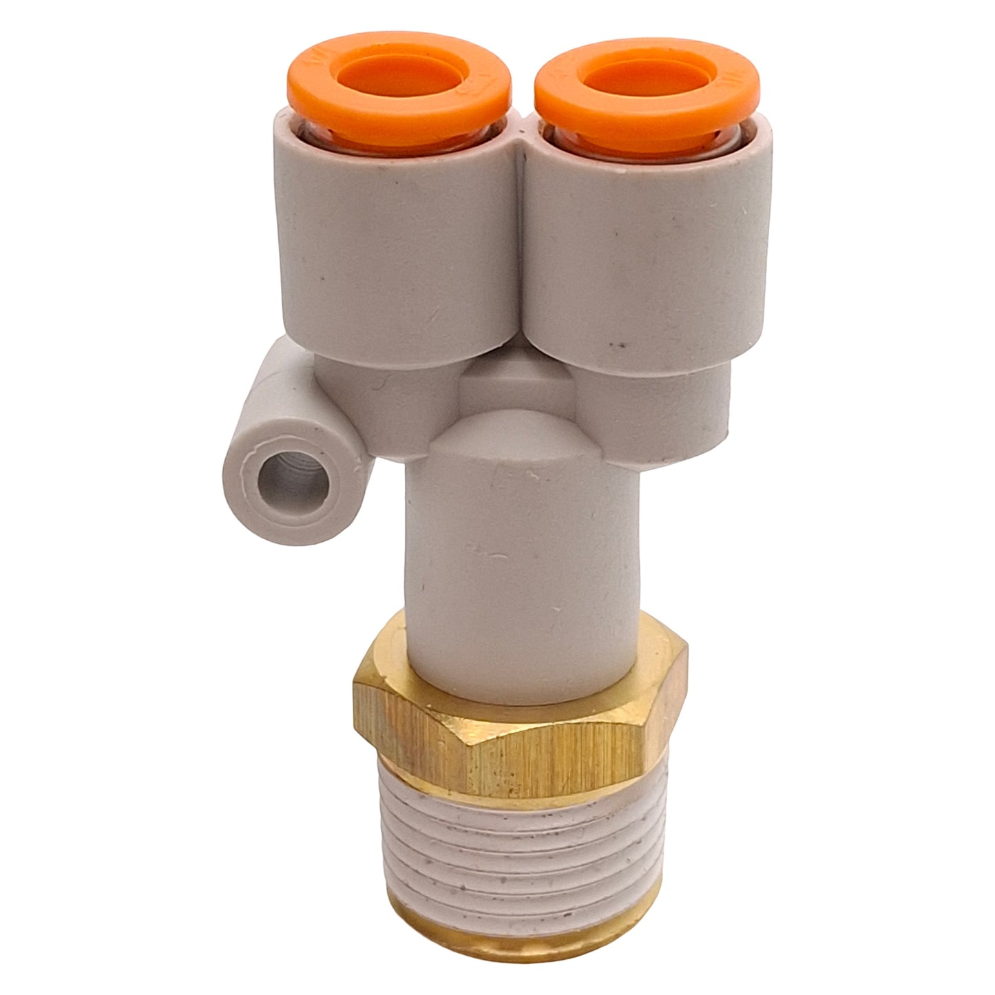 New – Open box Lot of 10 SMC KQ2U07-36S Branch Y Fitting, -0.1~1.0MPa, ø1/4in One-Touch, 3/8NPT