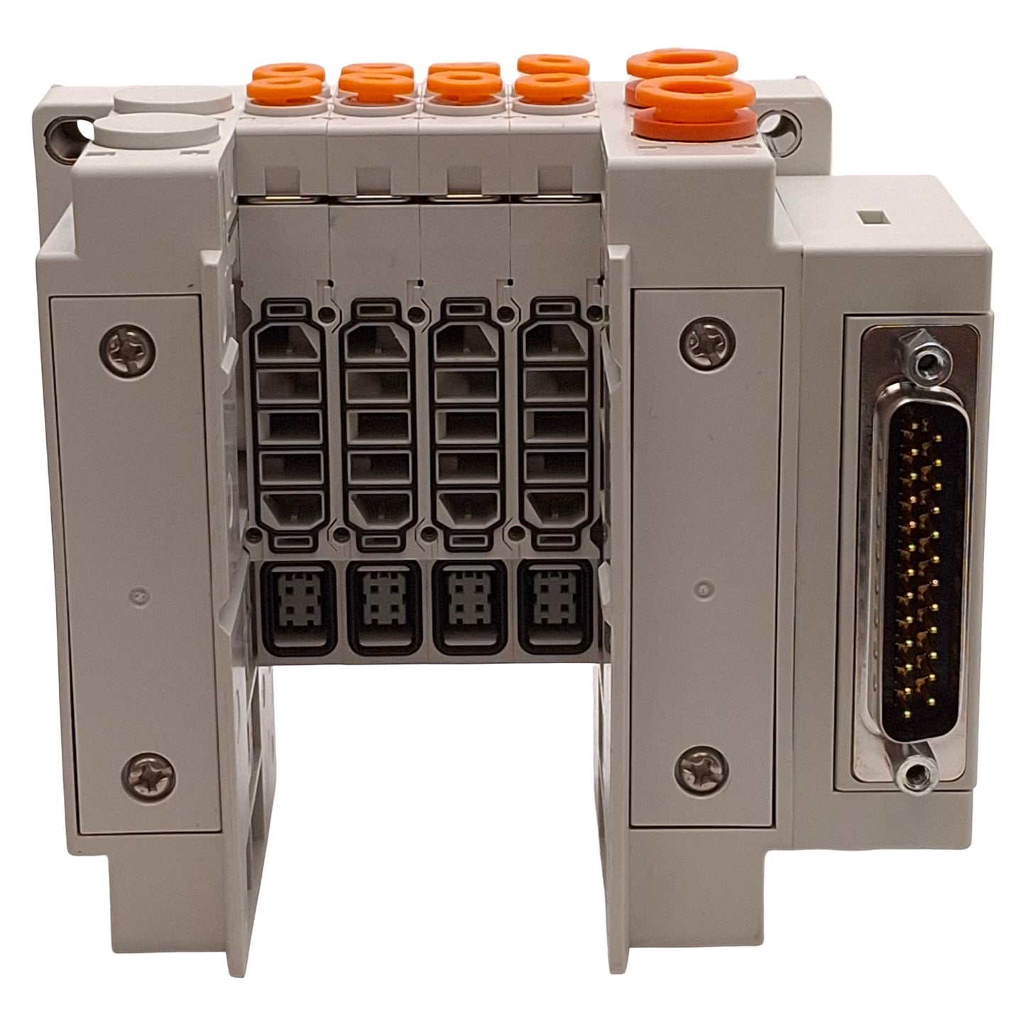 Used SMC SS5Y3-10F1-04D-N3D Manifold Base, 4-Station, ø5/32 One-Touch, DB25, DIN Rail