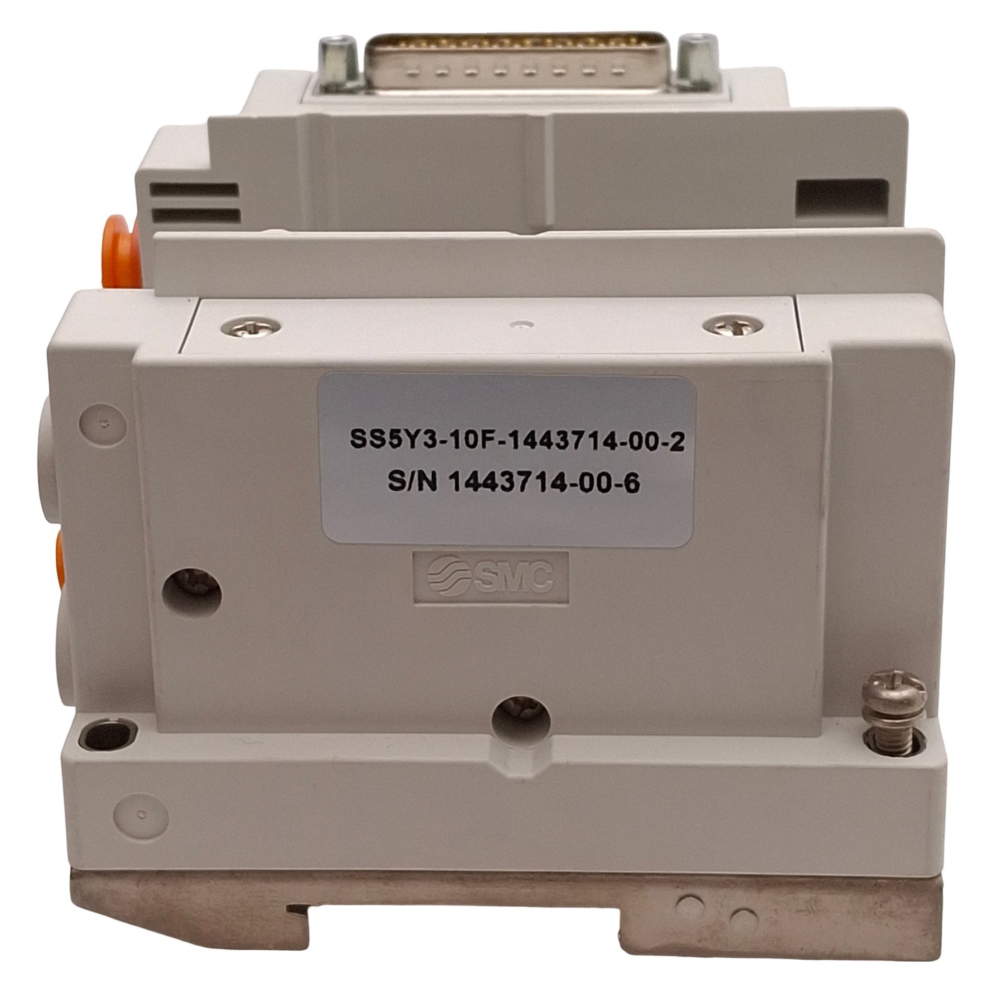 Used SMC SS5Y3-10F1-04D-N3D Manifold Base, 4-Station, ø5/32 One-Touch, DB25, DIN Rail