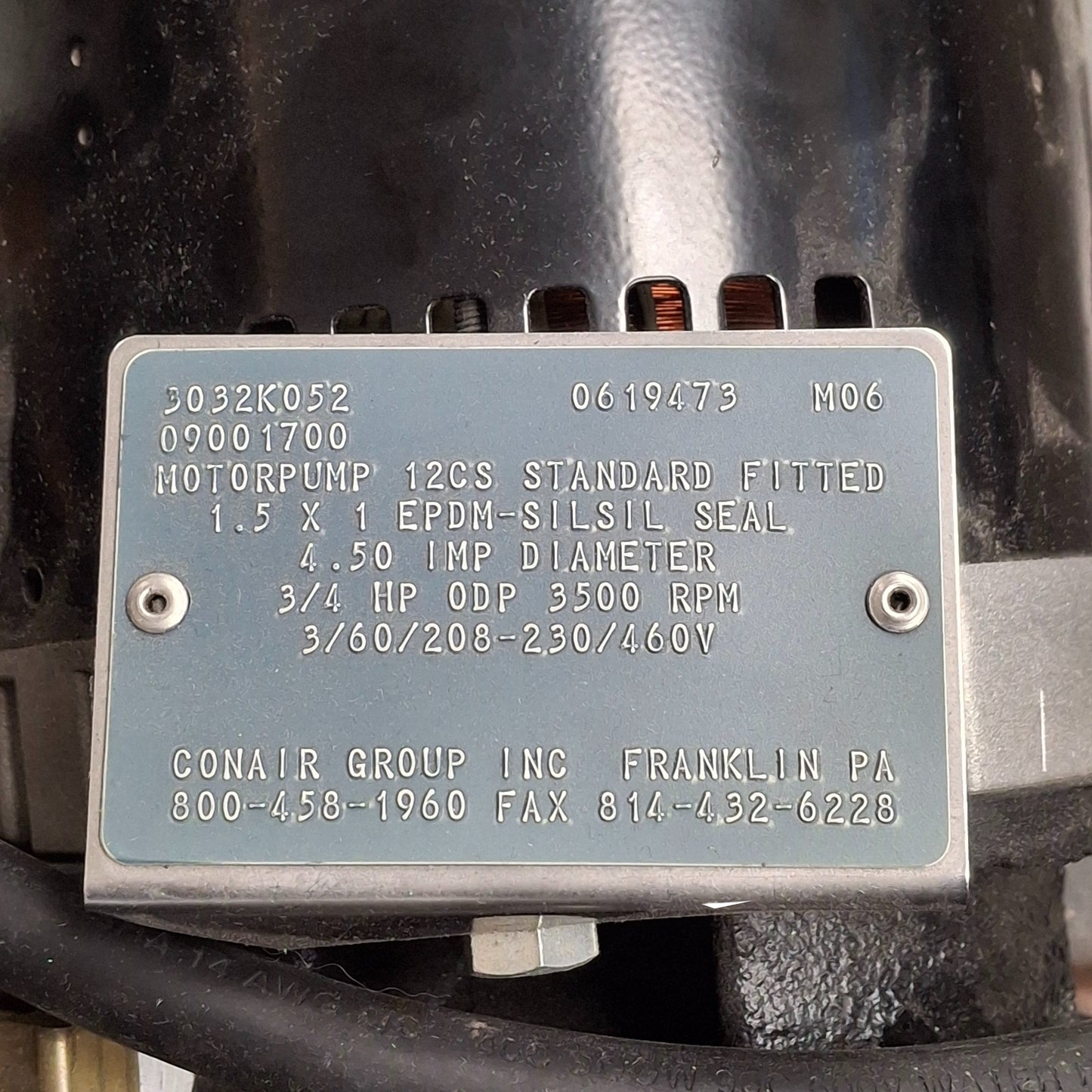 Used Conair Group CS12 Motor Pump/Heater, TW Series Thermolater, 3/4HP, 460V 3-Phase