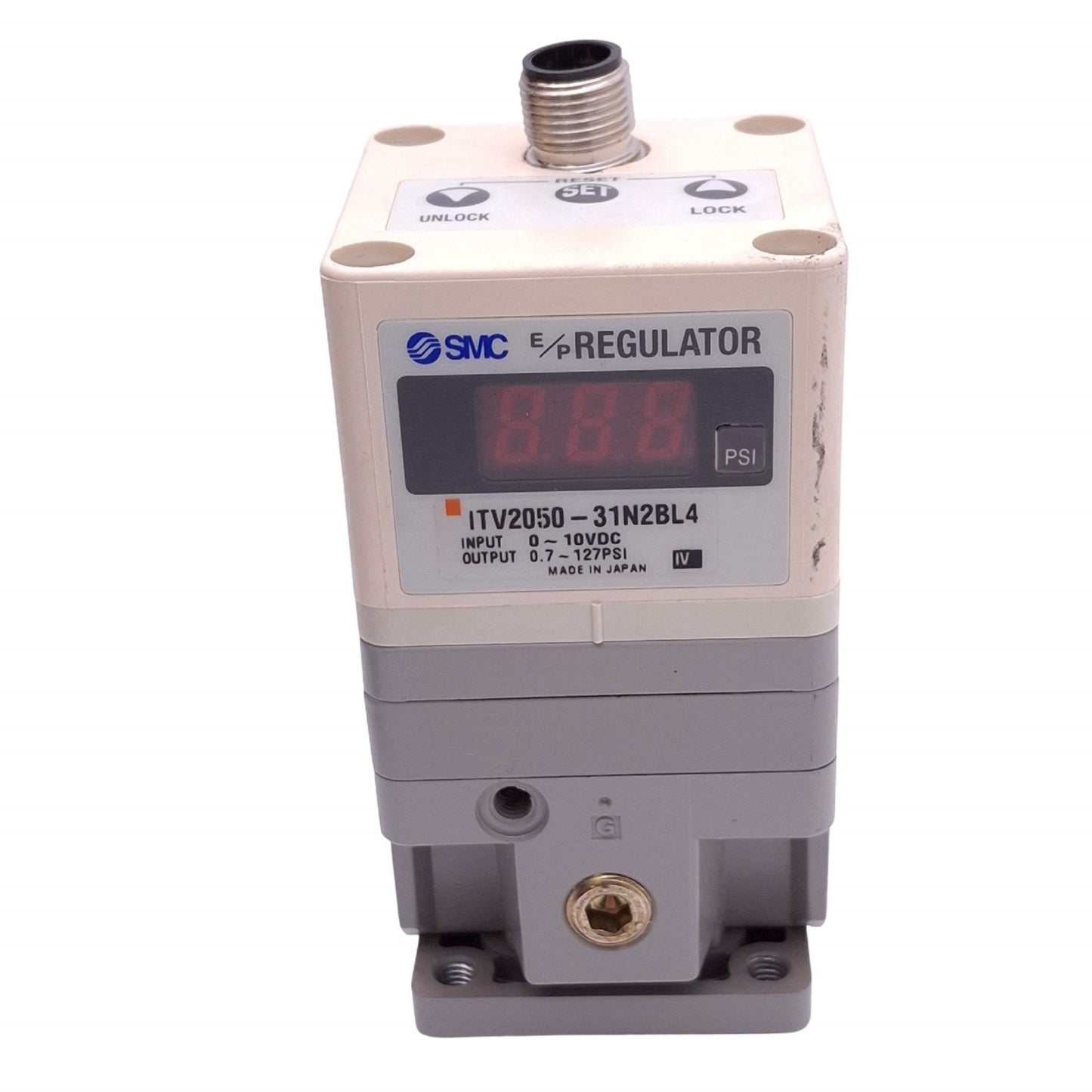Used SMC ITV2050-31N2BL4 Electro Pneumatic Regulator, 0.7-127psi Set, 145psi Max