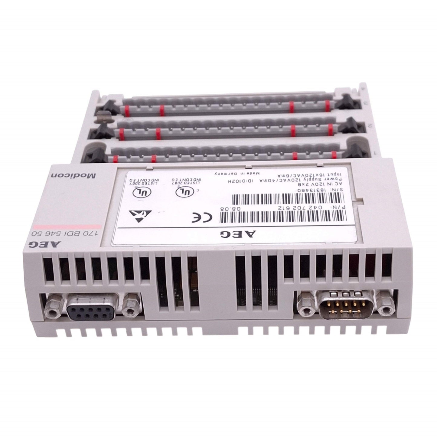 Used Modicon 170-BDI-546-50 PLC Input Module, 16 Input, 120VAC In, DIN Rail