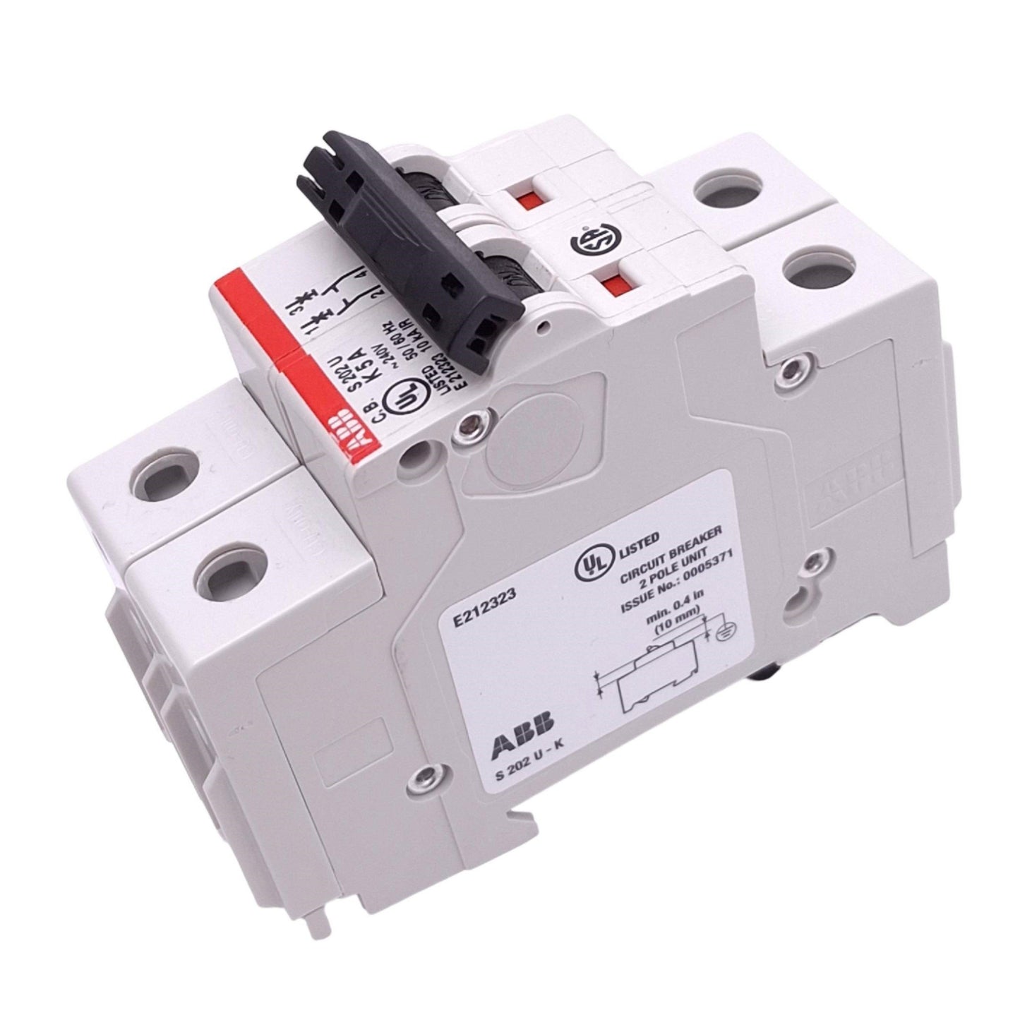 Used ABB S202U-K5A Circuit Breaker, 2-Pole 5A, 240VAC Max, DIN Rail Mount