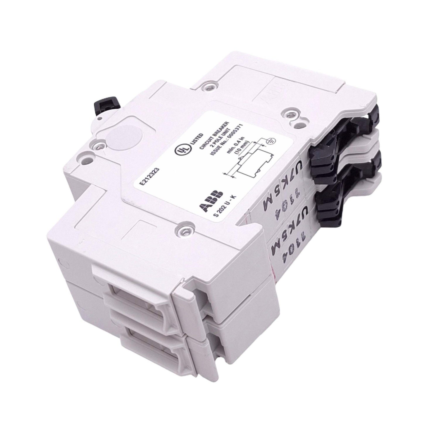 Used ABB S202U-K5A Circuit Breaker, 2-Pole 5A, 240VAC Max, DIN Rail Mount