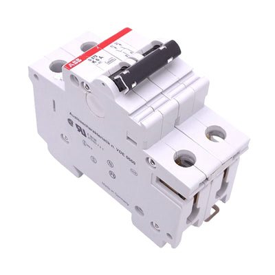 Used ABB S272-K6A Circuit Breaker, 2-Pole 6A, 277/480VAC Max, DIN Rail Mount