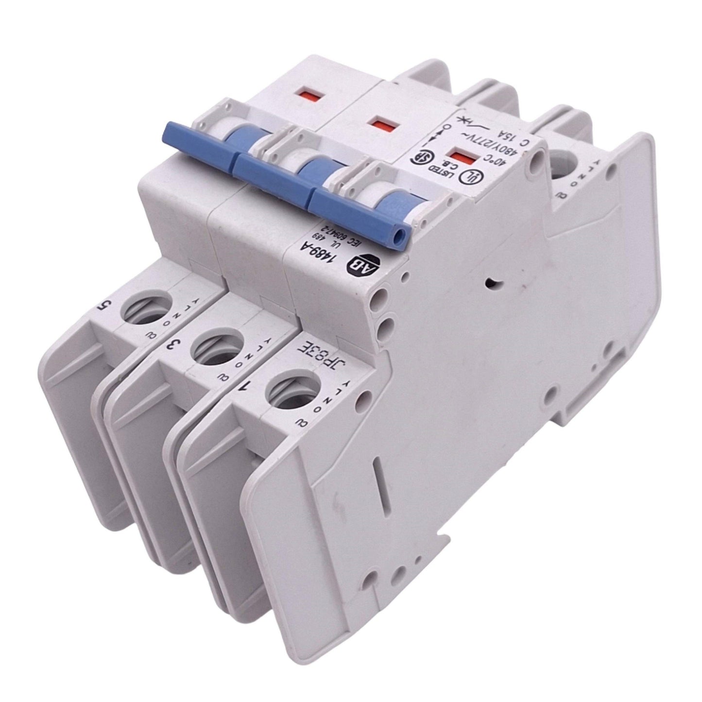 Used Allen Bradley 1489-A3C150 Circuit Breaker, 3-Pole 15A, 480Y/277VAC Max