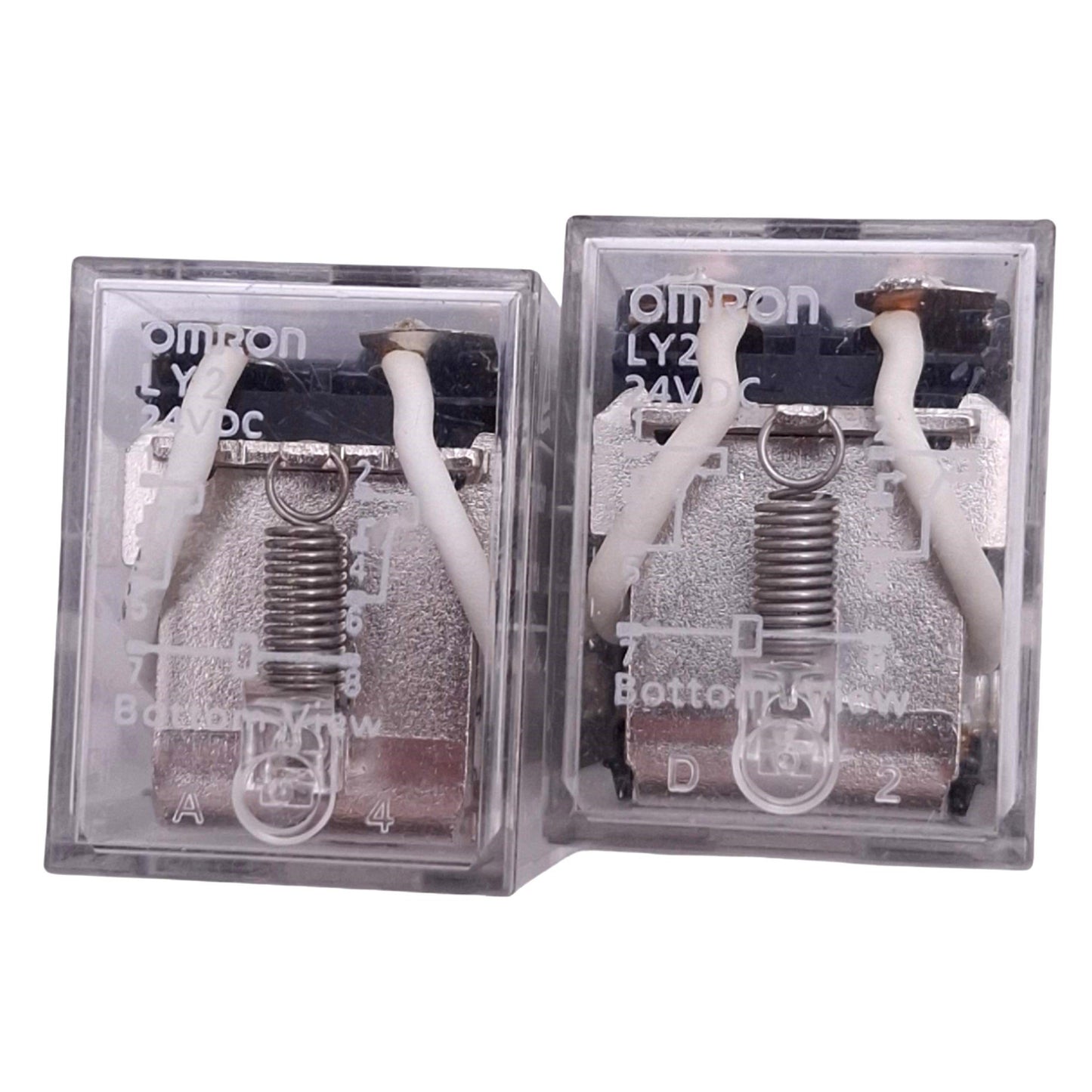 Used Lot of 2 Omron LY2 DC24 Ice Cube Relays, DPDT, 8-Pin, 10A Max, 24VDC Coil