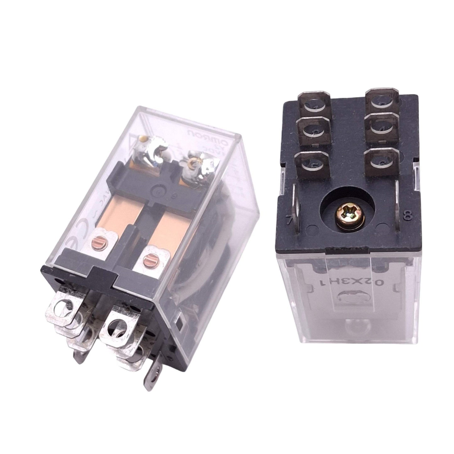 Used Lot of 2 Omron LY2 DC24 Ice Cube Relays, DPDT, 8-Pin, 10A Max, 24VDC Coil