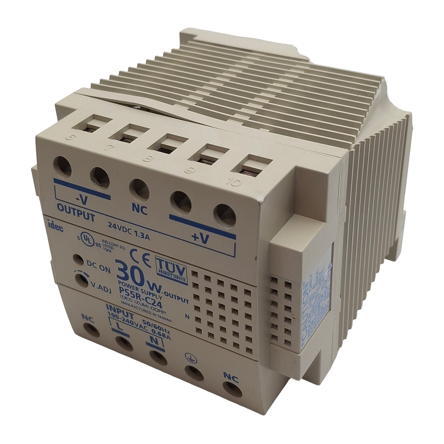 Used Idec PS5R-C24 Power Supply, 100-240VAC In, 1.3A 24VDC 30W Out *Cracked Bottom*
