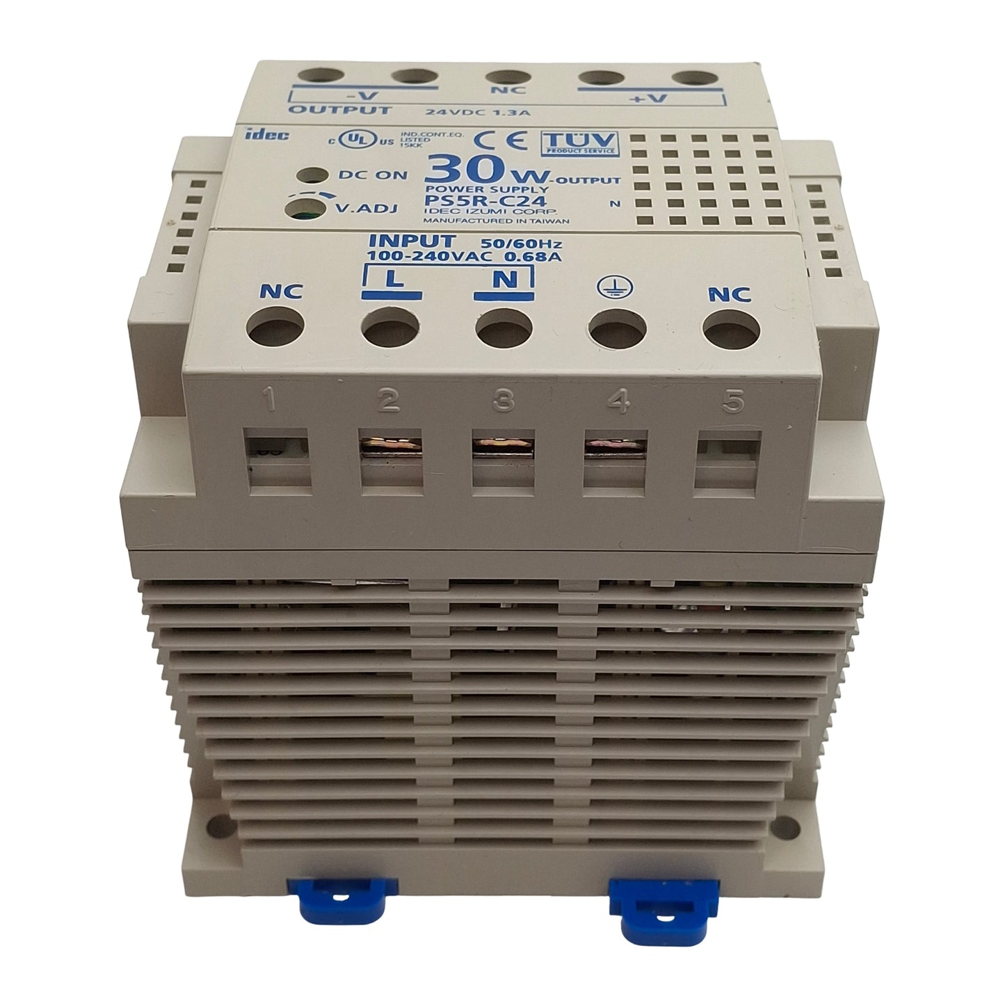 Used Idec PS5R-C24 Power Supply, 100-240VAC In, 1.3A 24VDC 30W Out *Cracked Bottom*