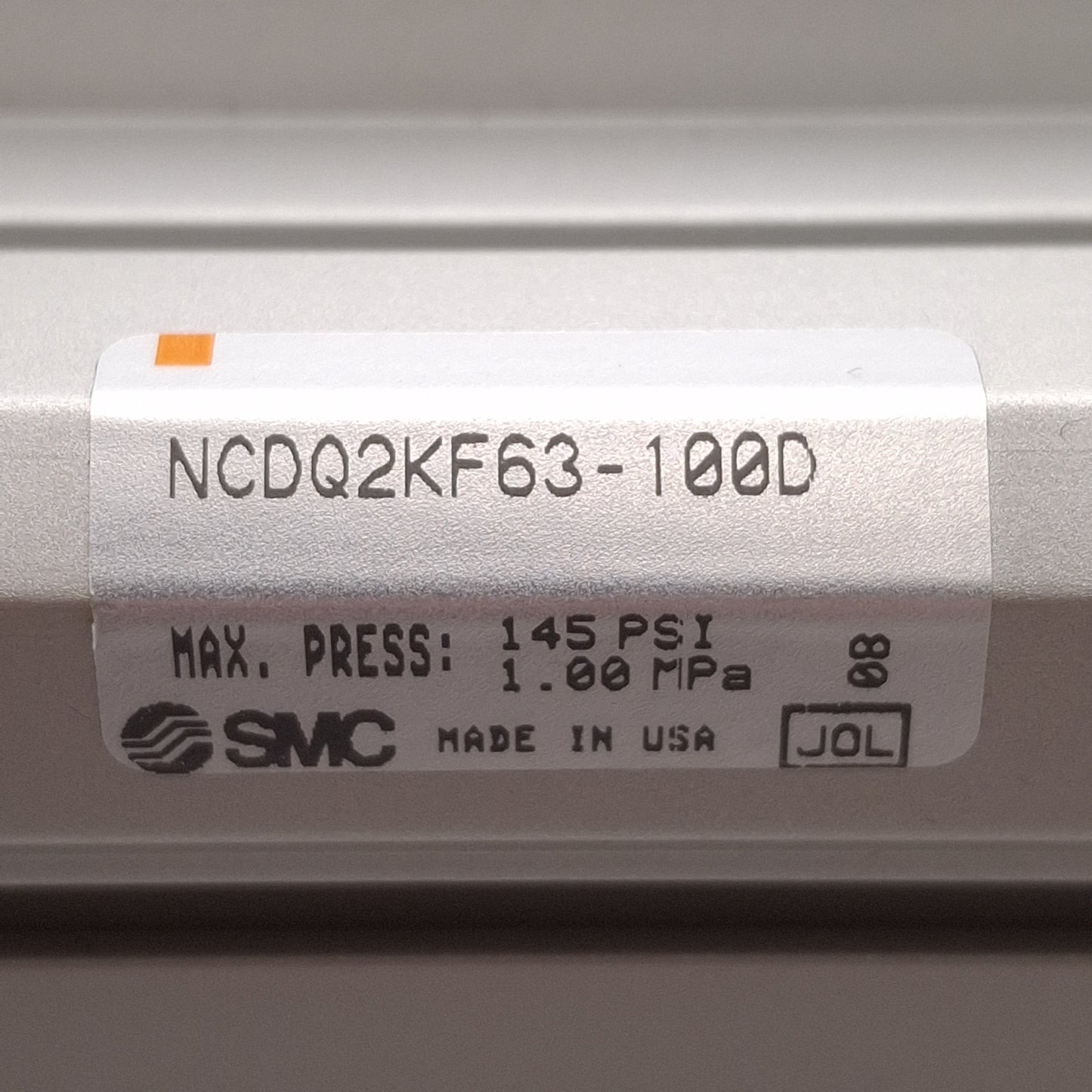 Used SMC NCDQ2KF63-100D Compact Non-Rotating Cylinder ø63mm Bore, 100mm Stroke 1/4NPT