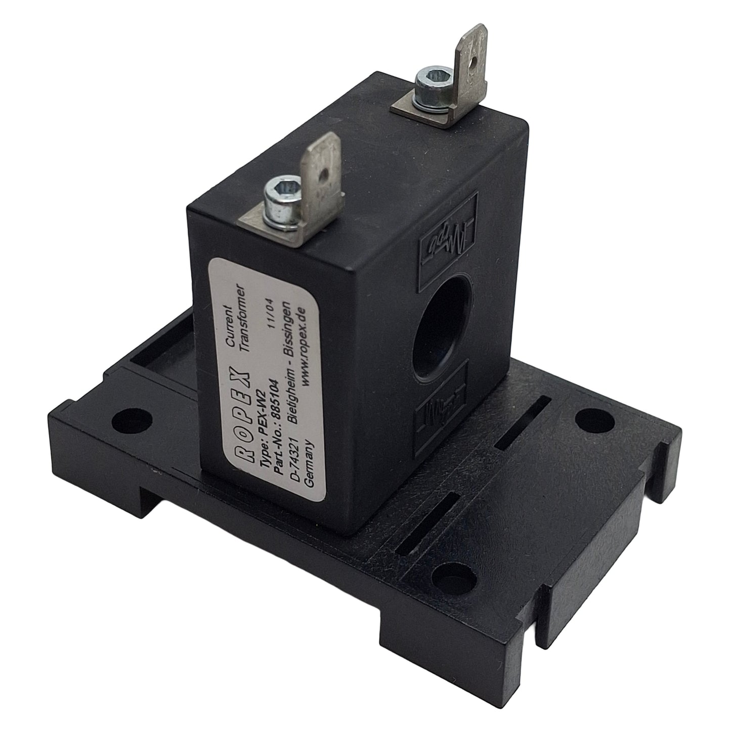 Used Ropex 885104 PEX-W2 Current Transformer, Spade Terminals, DIN Rail Mount