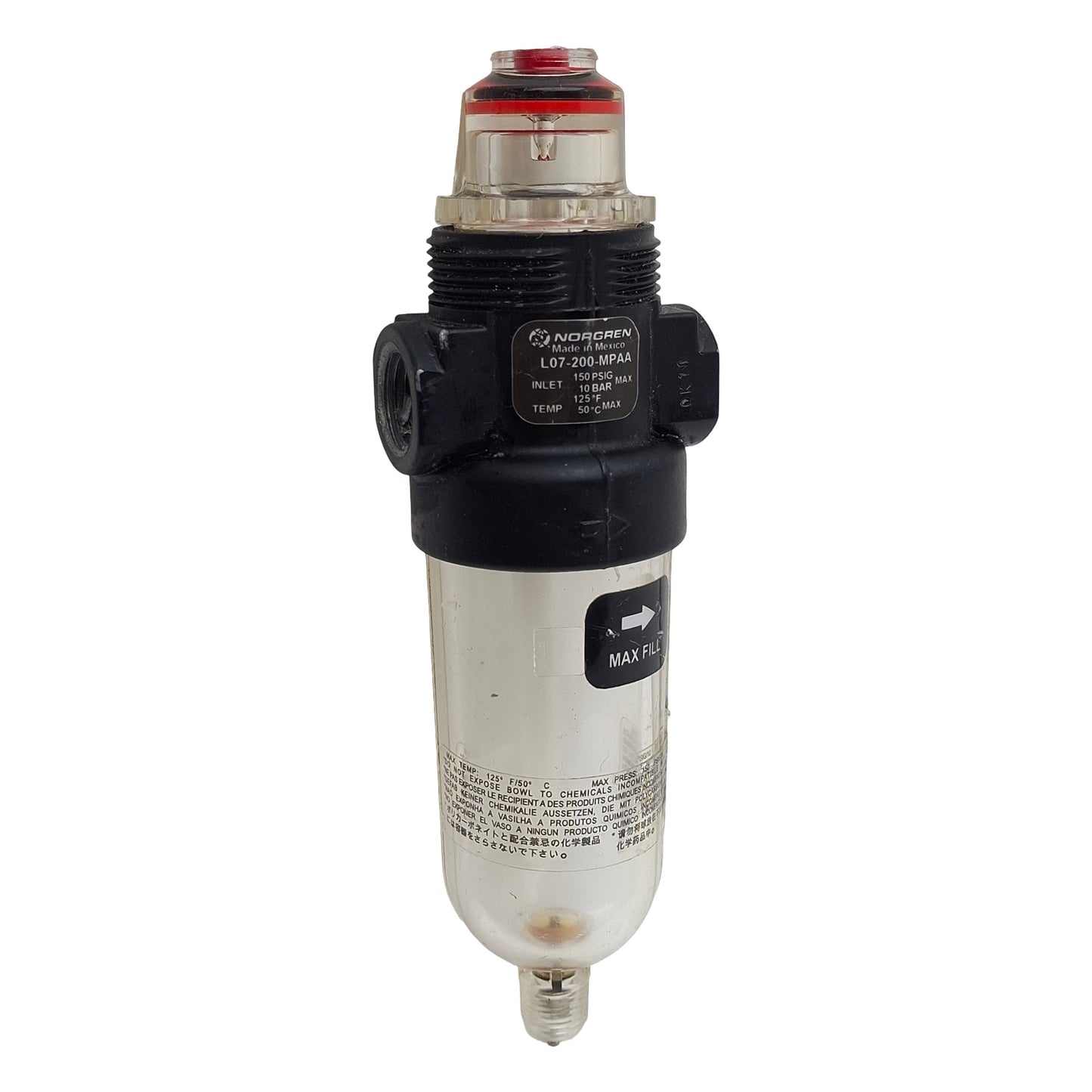 Used Norgren L07-200-MPAA Manual Micro-Fog Lubricator, 1/4in PTF, 145psi, 14scfm