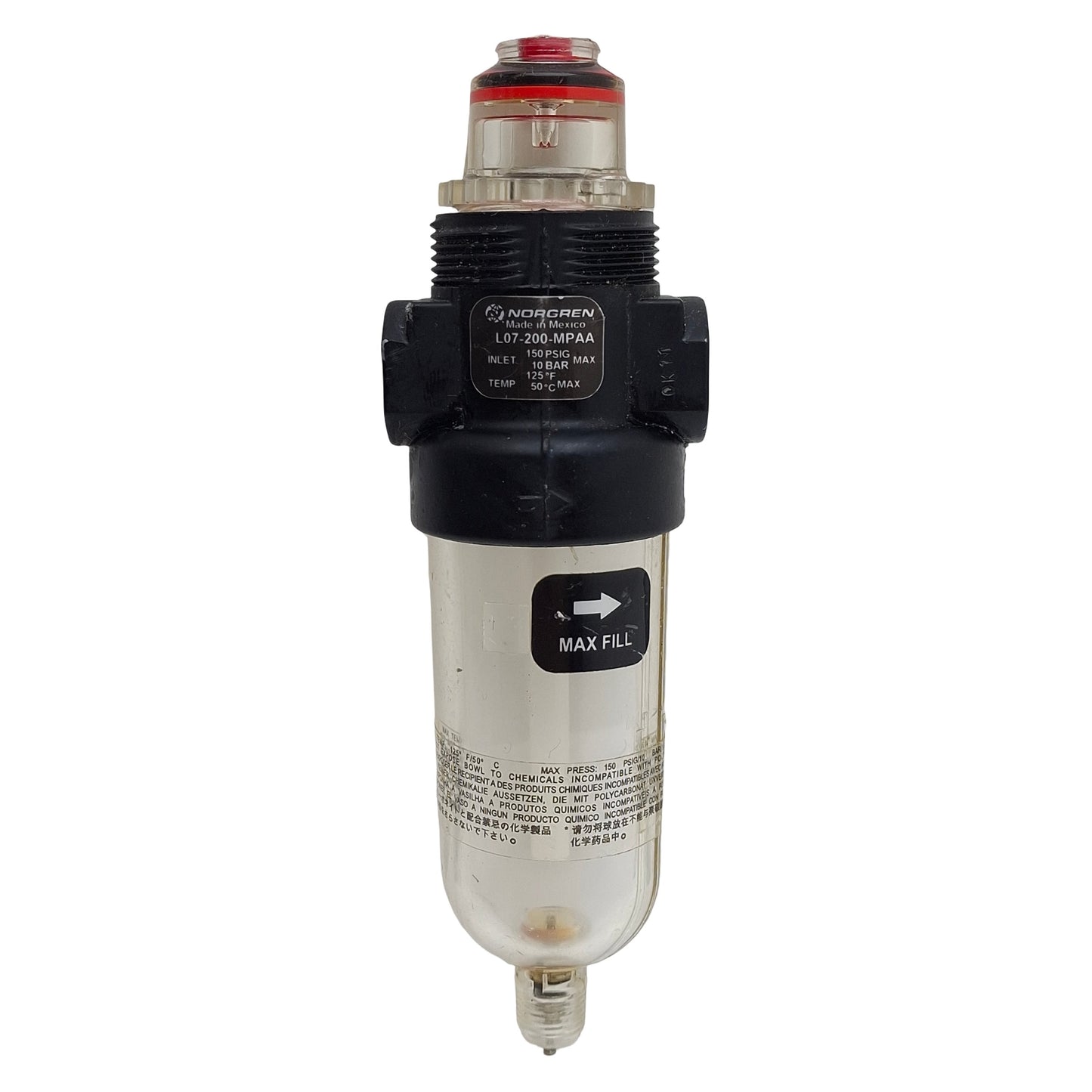 Used Norgren L07-200-MPAA Manual Micro-Fog Lubricator, 1/4in PTF, 145psi, 14scfm